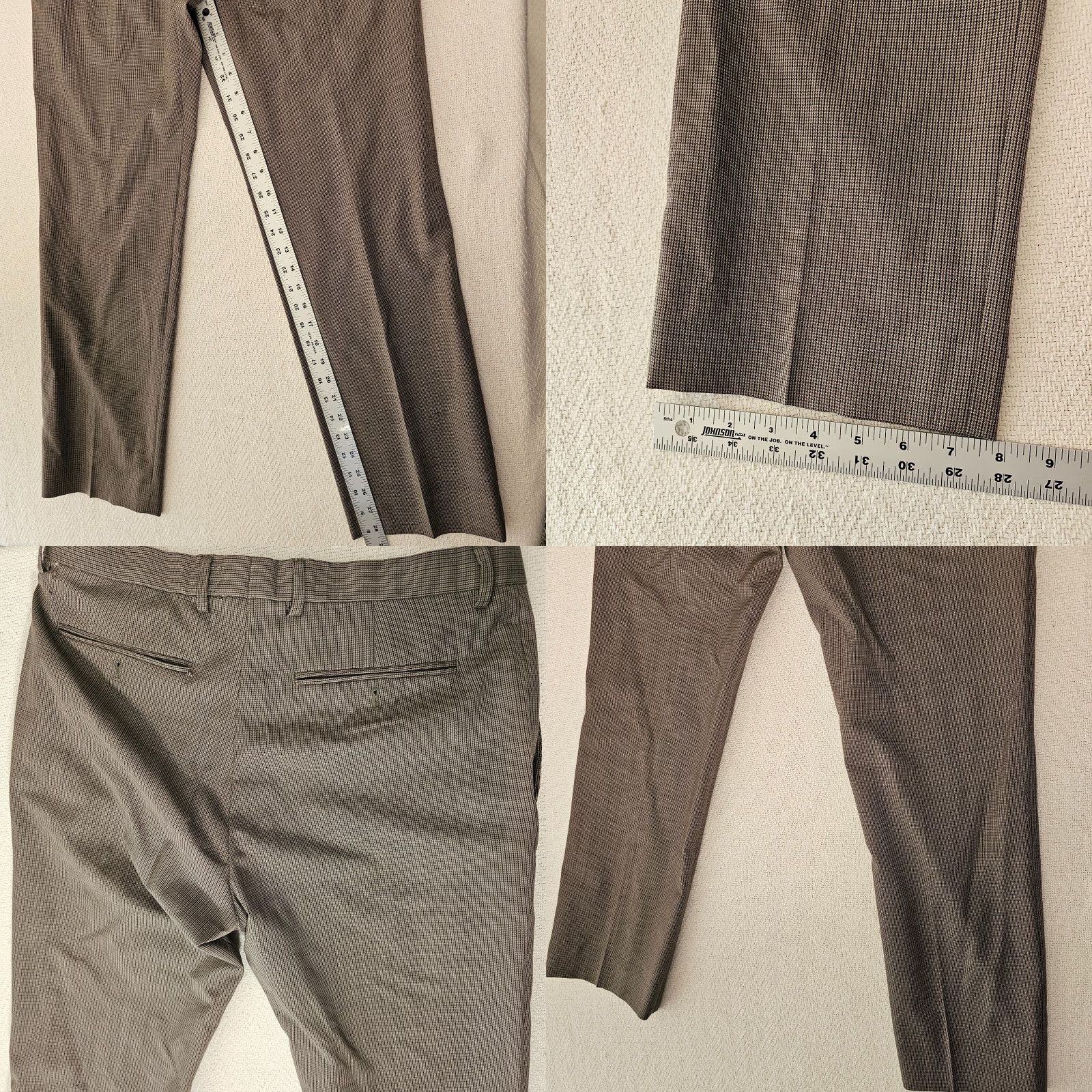 Banana Republic VINTAGE Banana Republic Men's Dress Pants Wool Slim Fit Geometric Gingham 33/30 Black Brown Autumn Winter Size US 33 - 8 Thumbnail