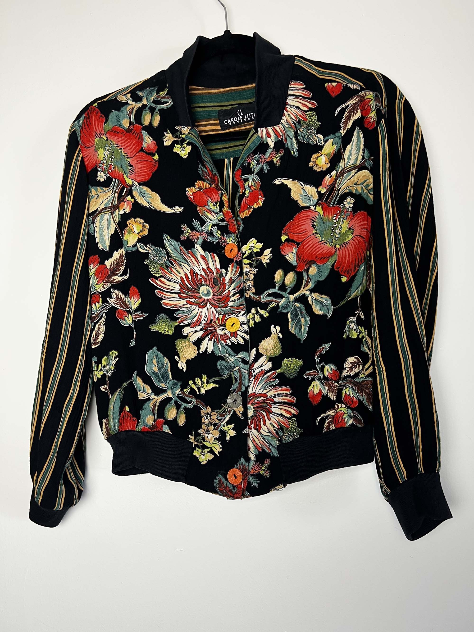 Vintage Vintage 1990's Carole Little Petites Stripe + Floral Jacket Size M / US 6-8 / IT 42-44 - 13 Thumbnail