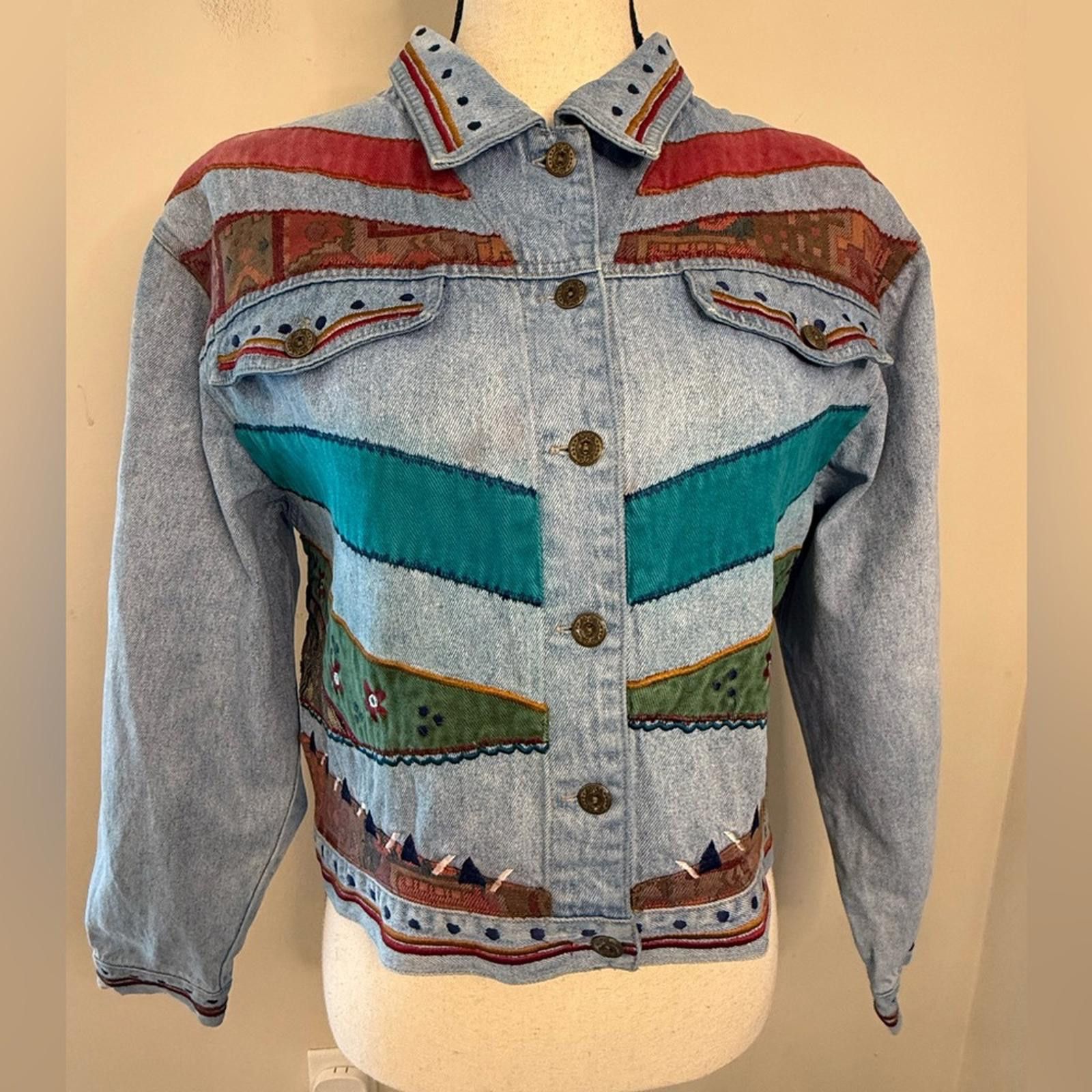Other Petite Sophisticate jeans jacket Aztec floral patchwork MP Size M / US 6-8 / IT 42-44 - 1 Thumbnail