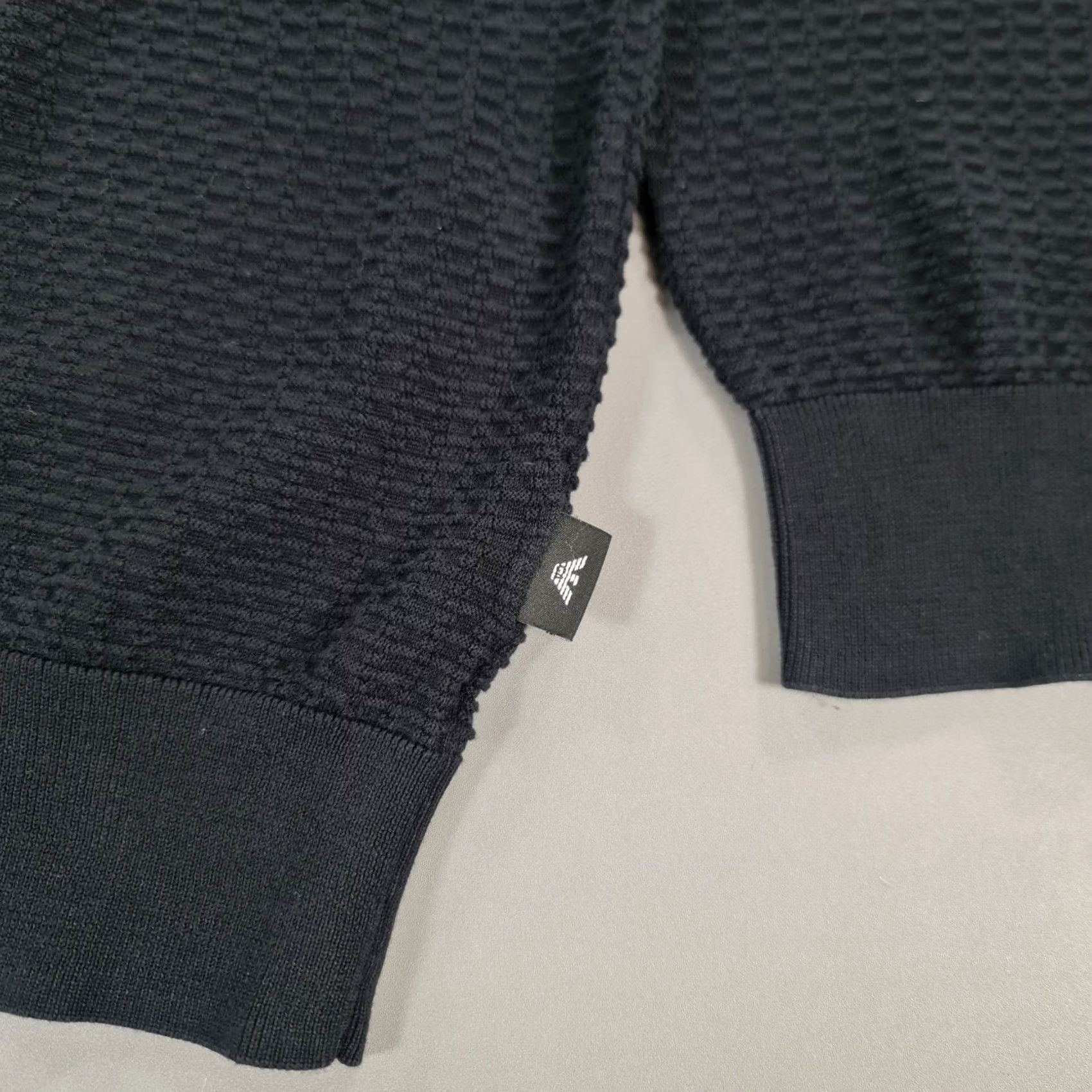 Emporio Armani Emporio Armani Mens Jumper Navy Blue XL Cotton Textured Knit Pullover Size US XL / EU 56 / 4 - 4 Thumbnail
