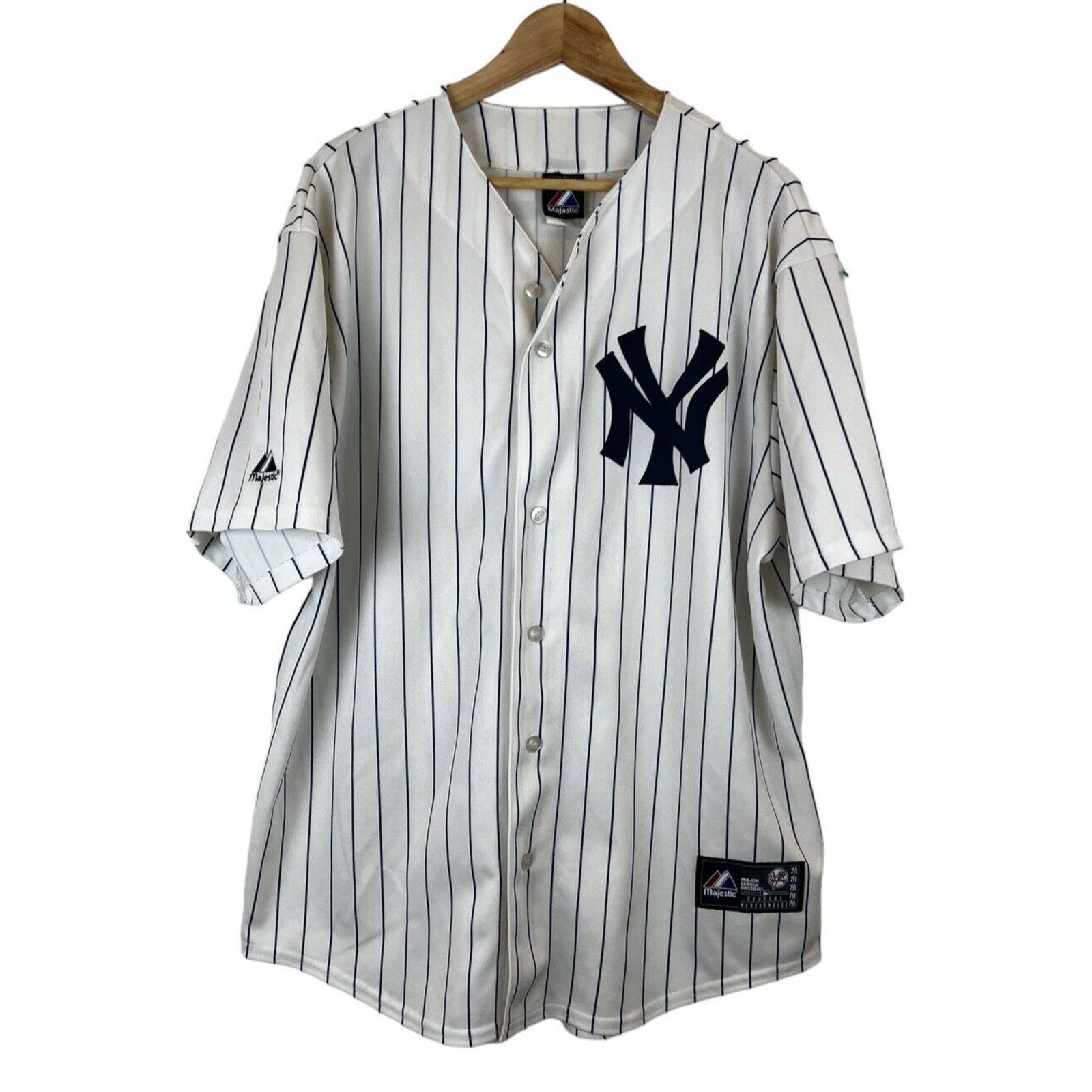 Majestic New York Yankees Pinstripe Baseball Jersey XL White MLB 50-50 USA  6840