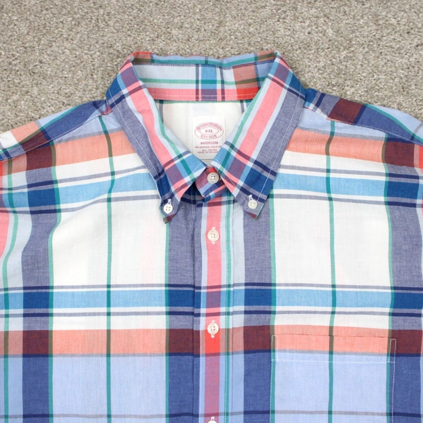 Brooks Brothers Brooks Brothers Madison Shirt Mens 2XL XXL Blue/Red/White Cotton L/S Button Down Size US XXL / EU 58 / 5 - 7 Thumbnail