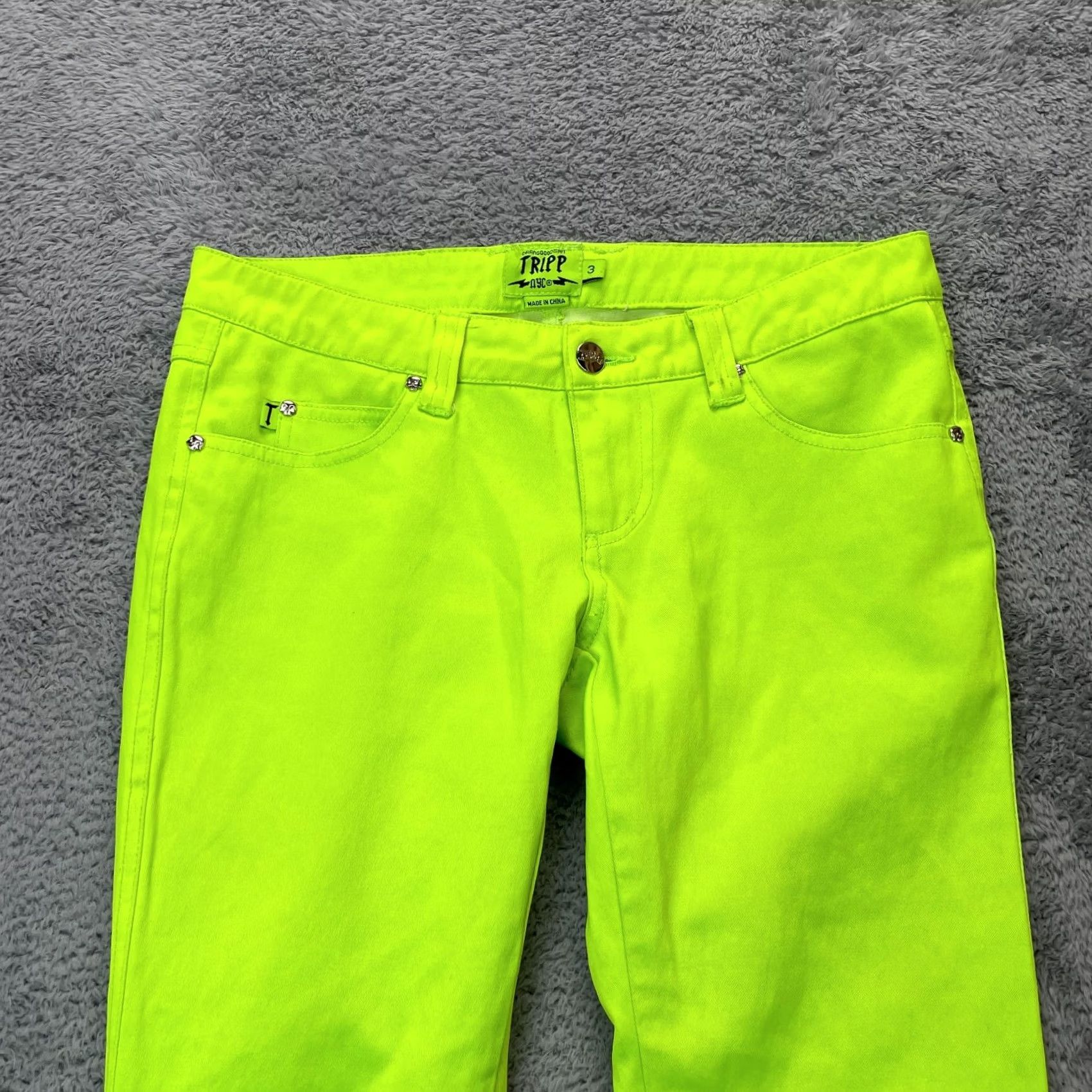 Tripp NYC TRIPP NYC Jeans Womens 3 Green Lime Daang Goodman Skinny Denim Stretch Y2K Regular 5-Pocket Design Inseam 31 Size 30" / US 8 / IT 44 - 5 Thumbnail