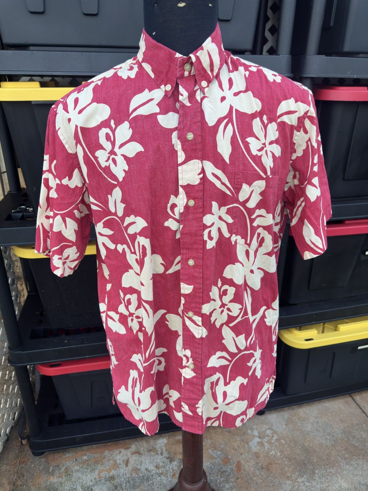 Reyn Spooner Phil Edwards Red/Beige Hawaiian Print Men's L