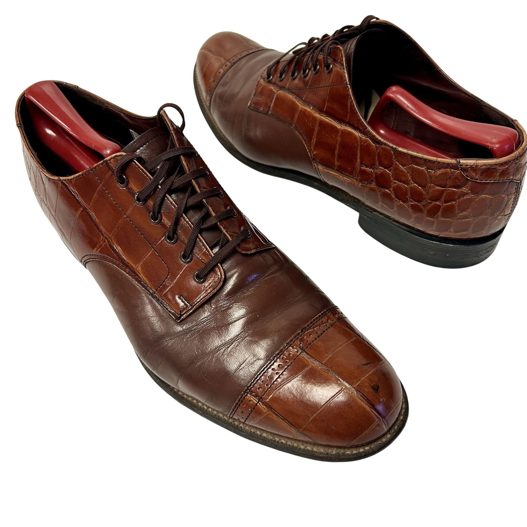 Stacy Adams Vtg Stacy Adams 2 Tone ALLIGATOR GRAIN Cap Toe Oxfords Size US 11 / EU 44 - 1 Thumbnail