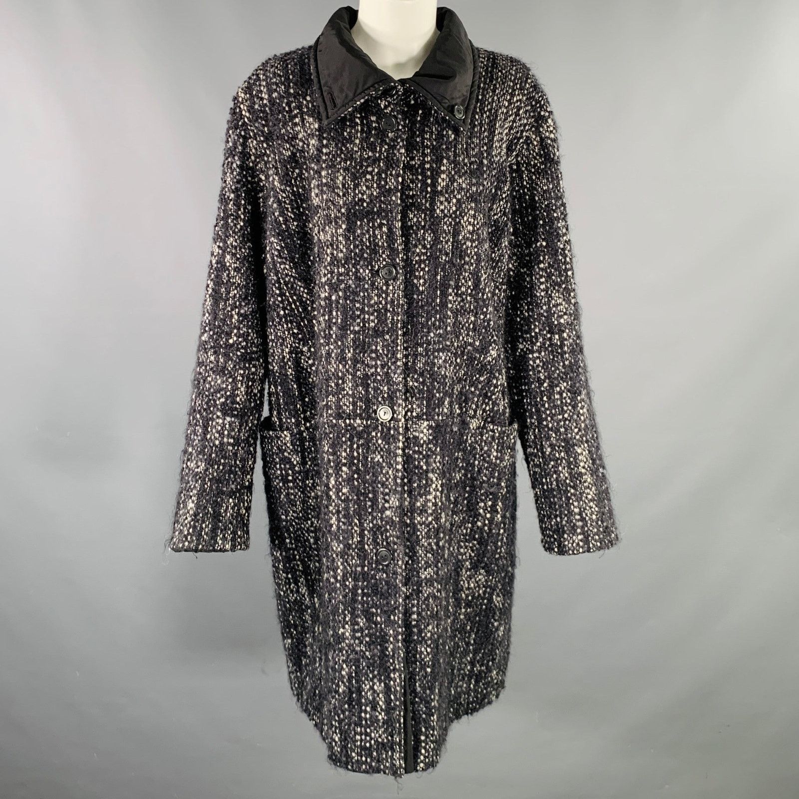 Other Black White Wool Blend Tweed Reversible Coat Size M / US 6-8 / IT 42-44 - 1 Thumbnail