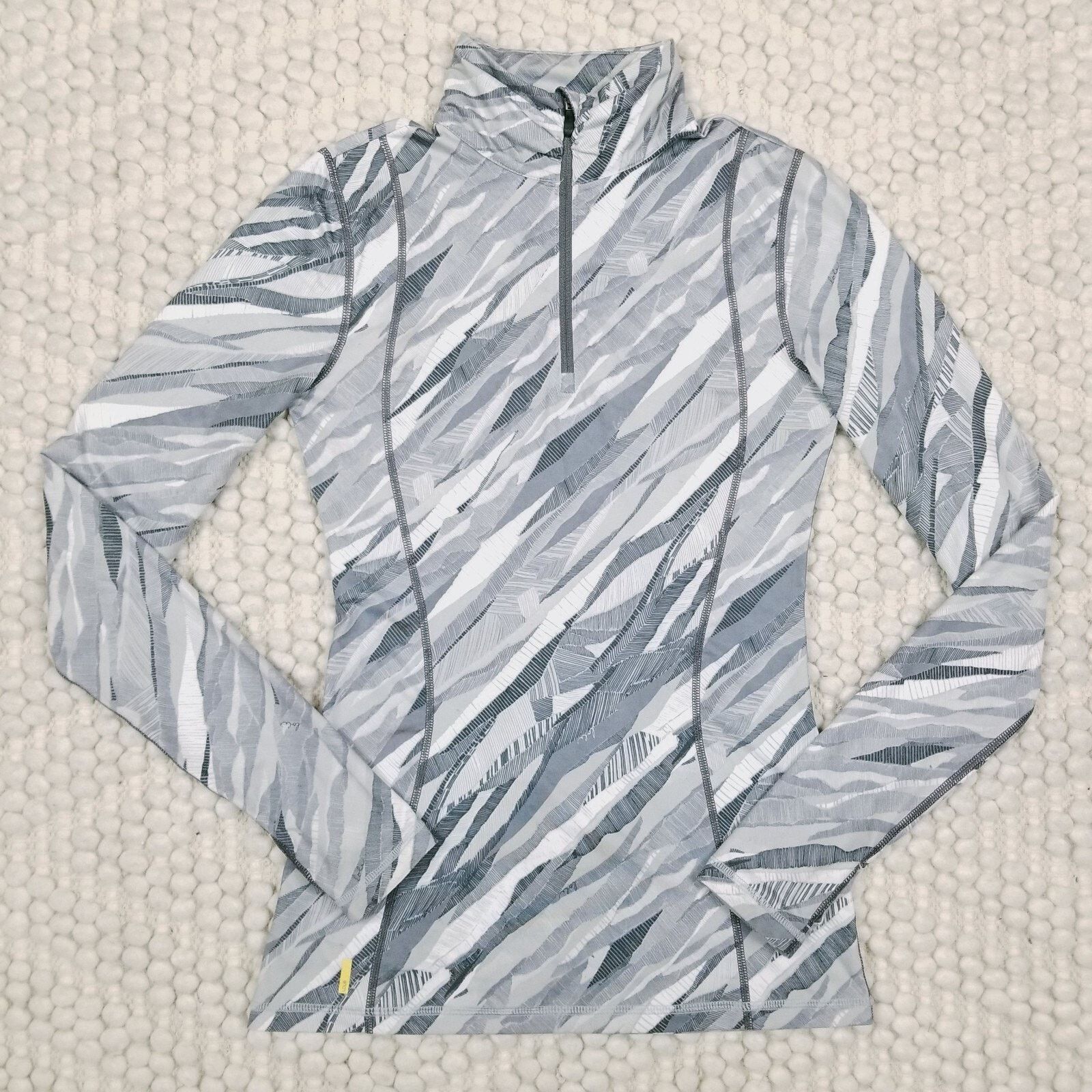 Other Lole Gray Print Quarter Zip Long Sleeve Shirt Sz Extra Small Size XS / US 0-2 / IT 36-38 - 6 Thumbnail