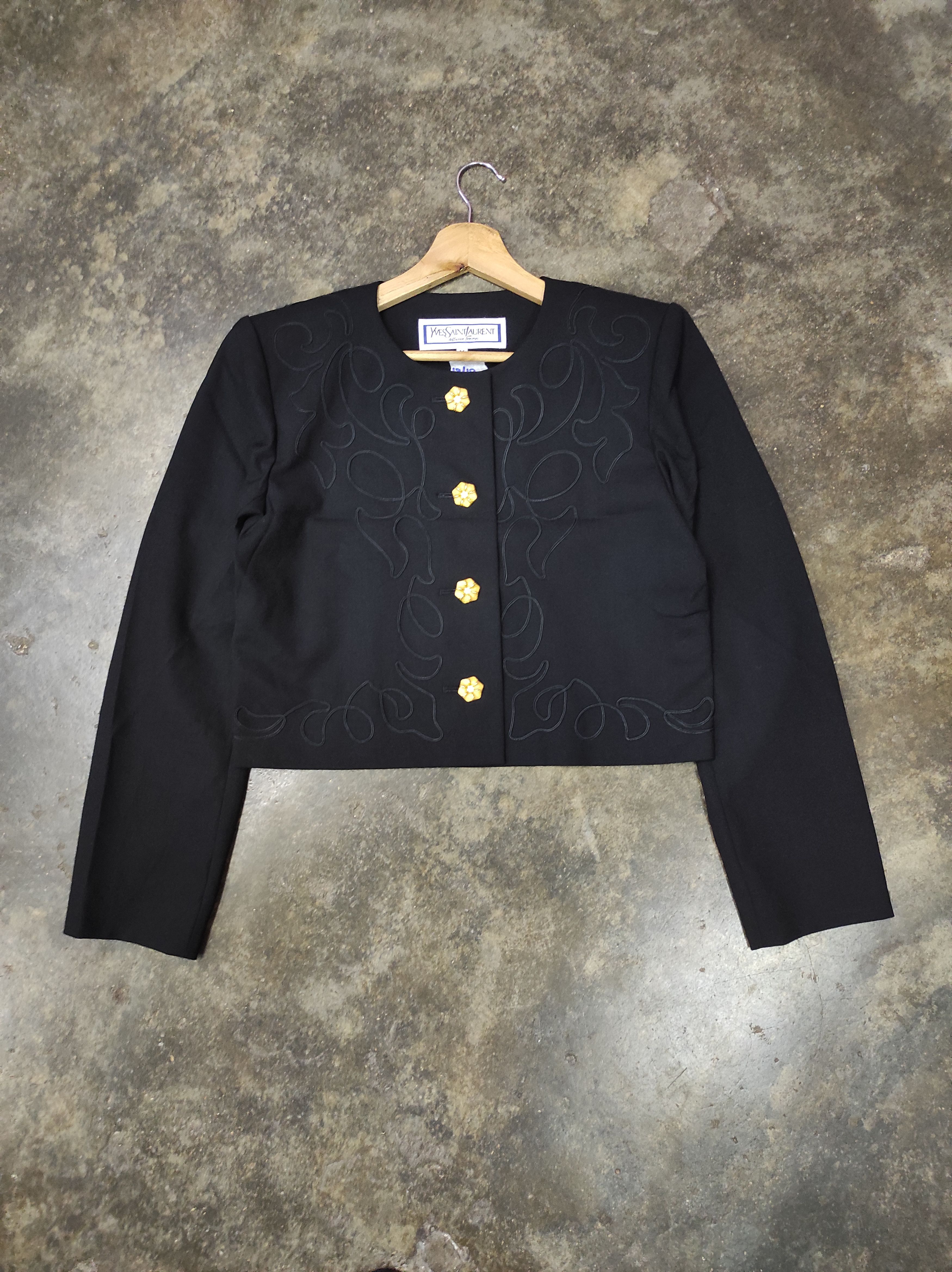 Vintage × Yves Saint Laurent YVES SAINT LAURENT DIFFUSION FEMMES FLOWER BUTTON JACKET Size M / US 6-8 / IT 42-44 - 1 Thumbnail
