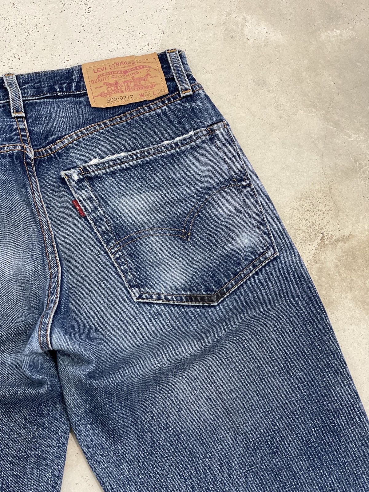 Levis 505 Talon Big E Redline Selvedge Repro Distressed