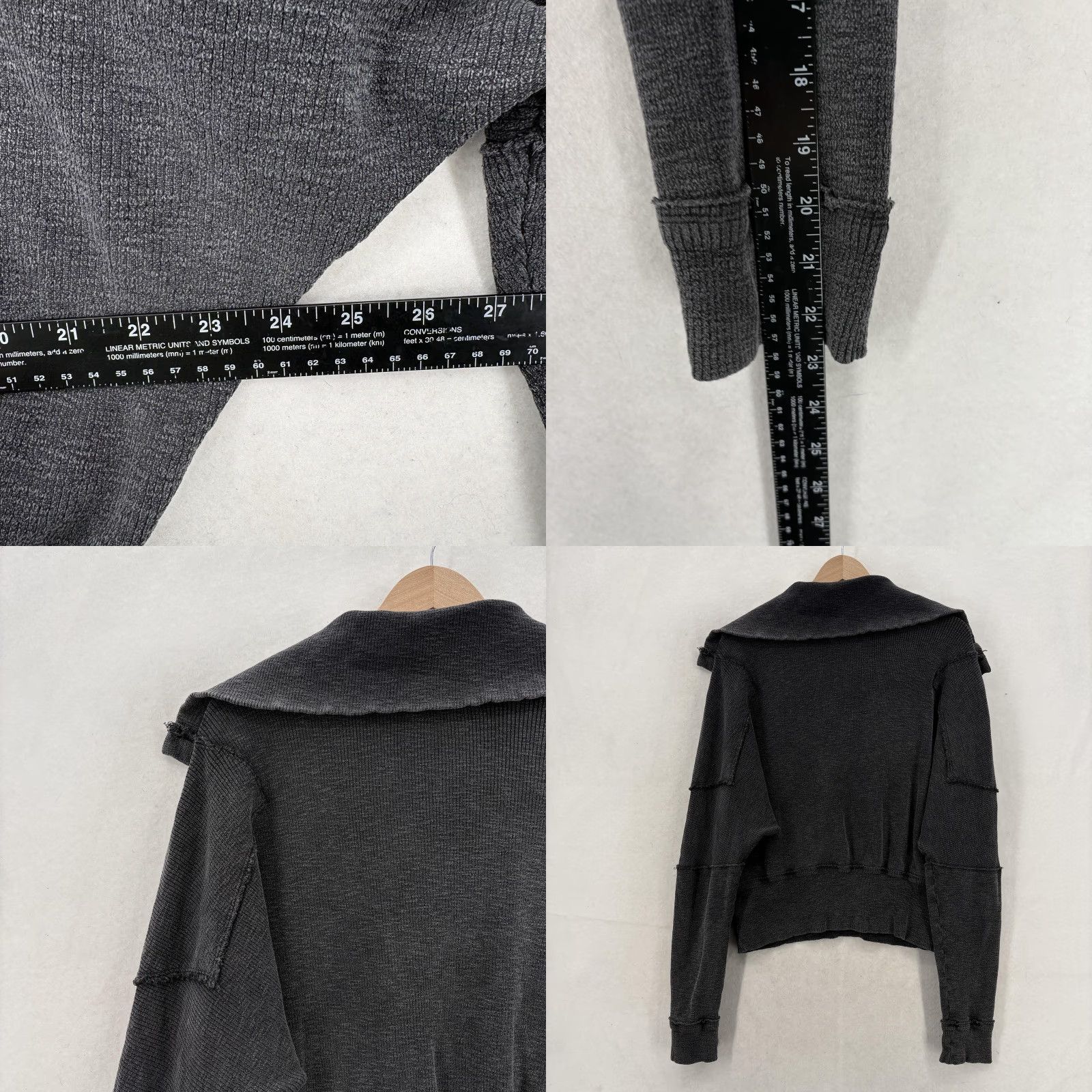 Vintage We The Free Sweater Womens Medium Gray Waffle Knit Collared Pullover Top Relaxed Size M / US 6-8 / IT 42-44 - 8 Thumbnail