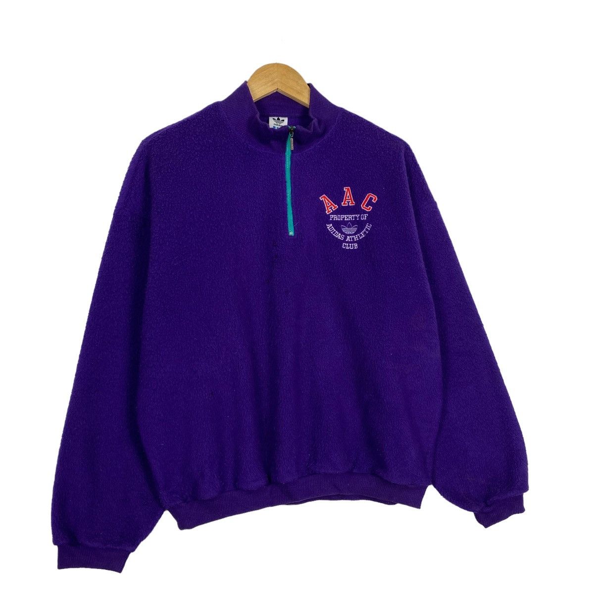 Japanese Brand Vintage 80s Adidas half zipper fleece Size US L / EU 52-54 / 3 - 3 Thumbnail
