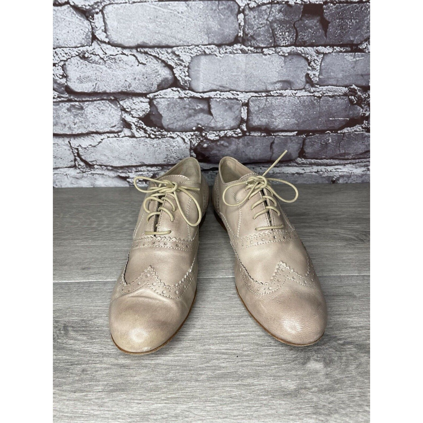 Other Garnet Hill Taupe Nude Felisa Soft Oxfords Wing Tip Shoes Wo Size US 7 / IT 37 - 12 Thumbnail