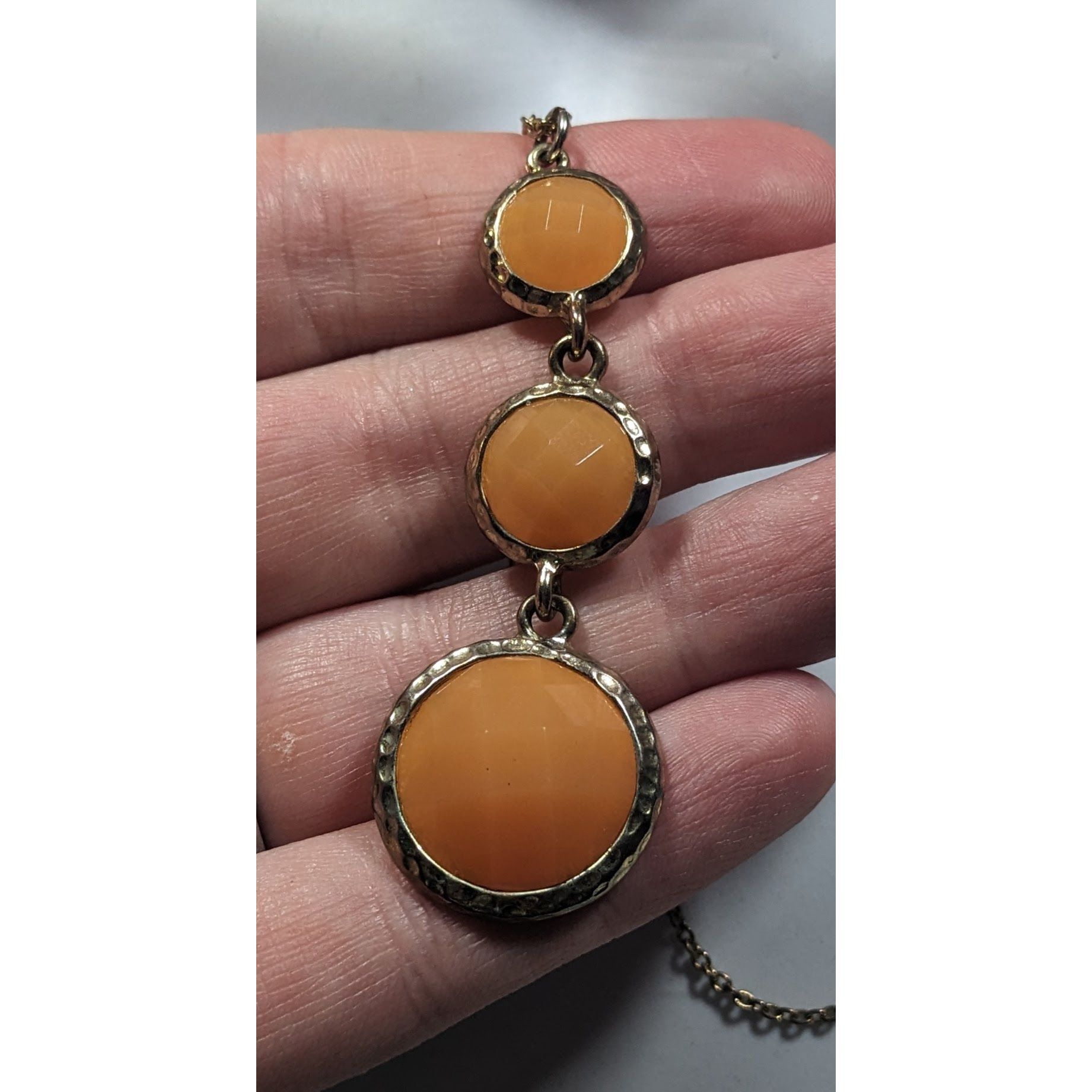 Other Funky Orange And Gold Tone Gemmed Graduated Pendant Necklace Size ONE SIZE - 6 Thumbnail