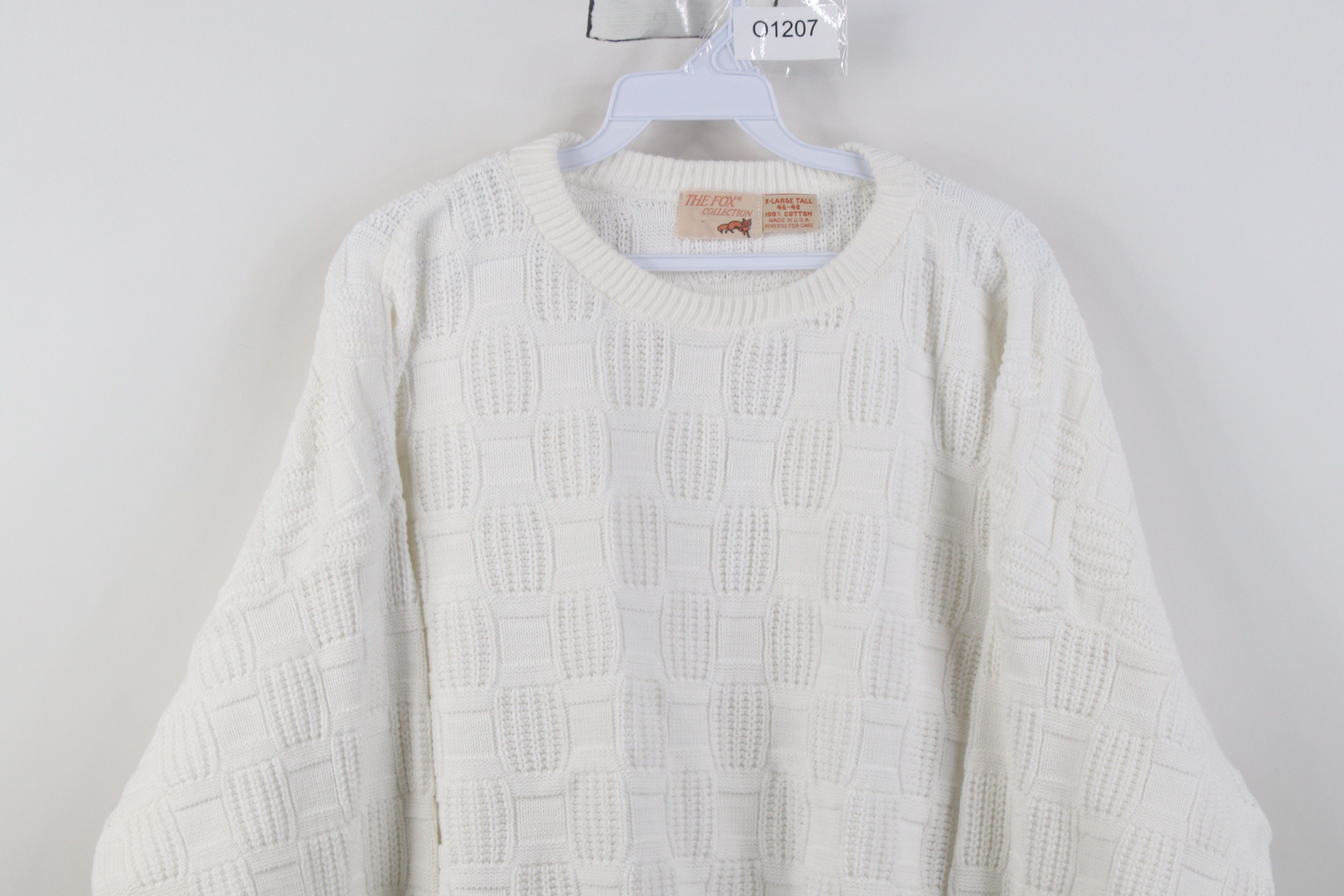 Vintage Vintage 90s Streetwear Checkered Knit Sweater White USA Size US XL / EU 56 / 4 - 2 Thumbnail