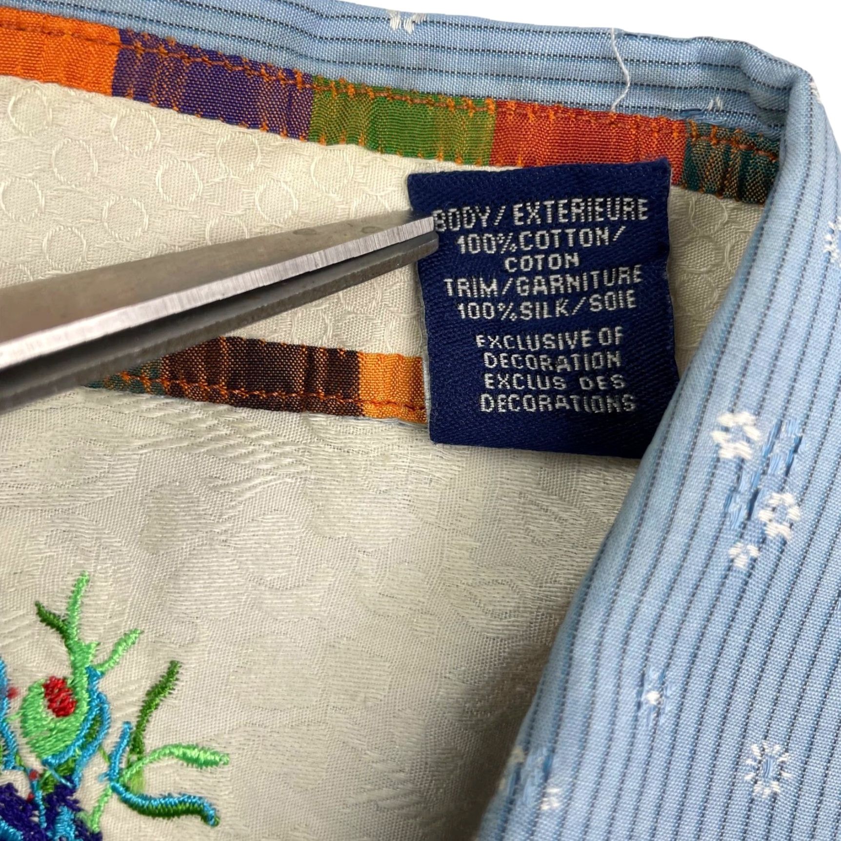 Robert Graham Robert Graham Button-Up Shirt XL 100% Cotton Blue Stripe Floral Flip Cuff Mens Long Sleeve Shirt Size US XL / EU 56 / 4 - 6 Thumbnail