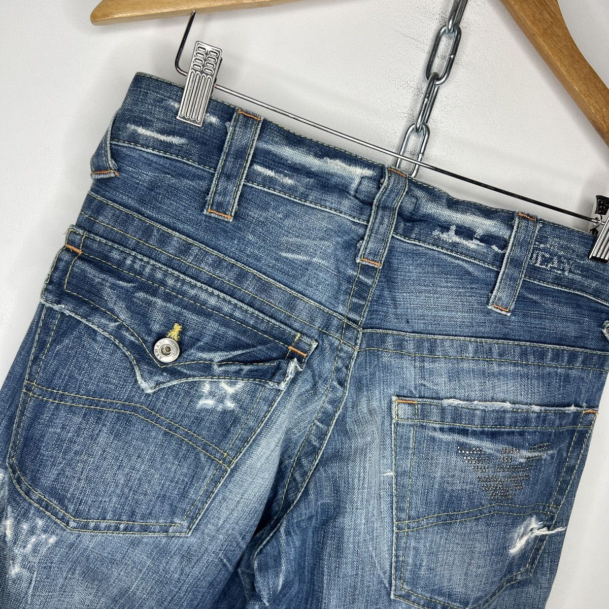 Giorgio Armani × Japanese Brand × Vintage Armani Big Logo Parachute Japanese Denim Pants Y2K Jeans Size US 30 / EU 46 - 11 Thumbnail