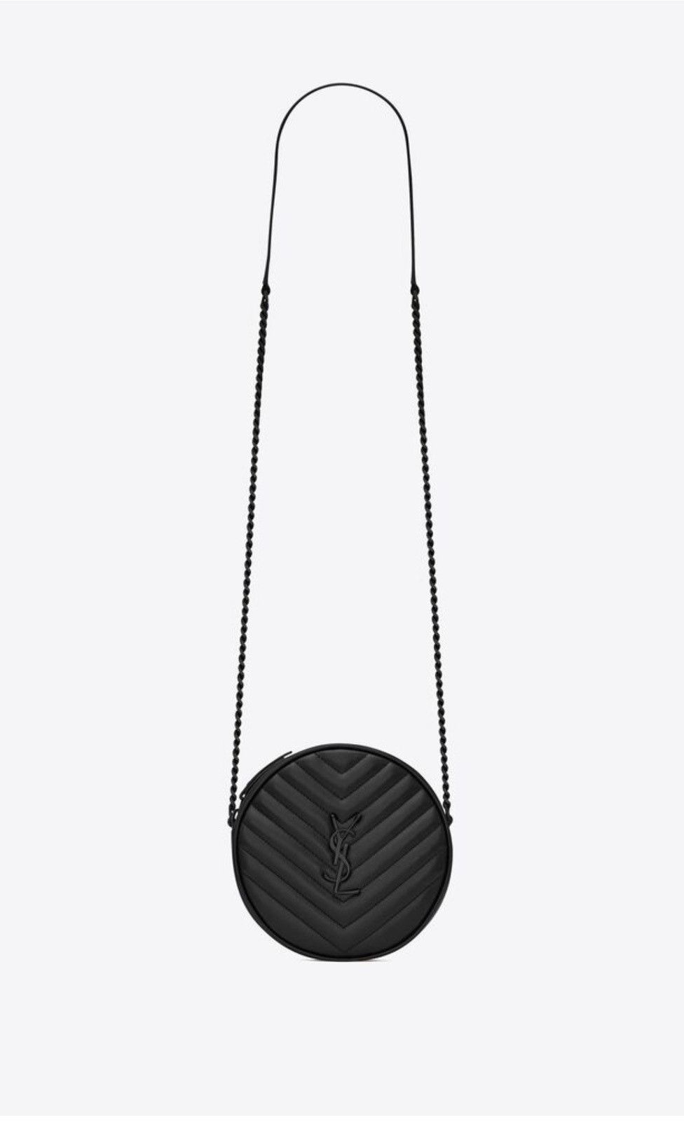 Saint Laurent Paris o1b1hav110724 Size: OS / Vinyle Round Camera Bag in Black Size ONE SIZE - 1 Thumbnail