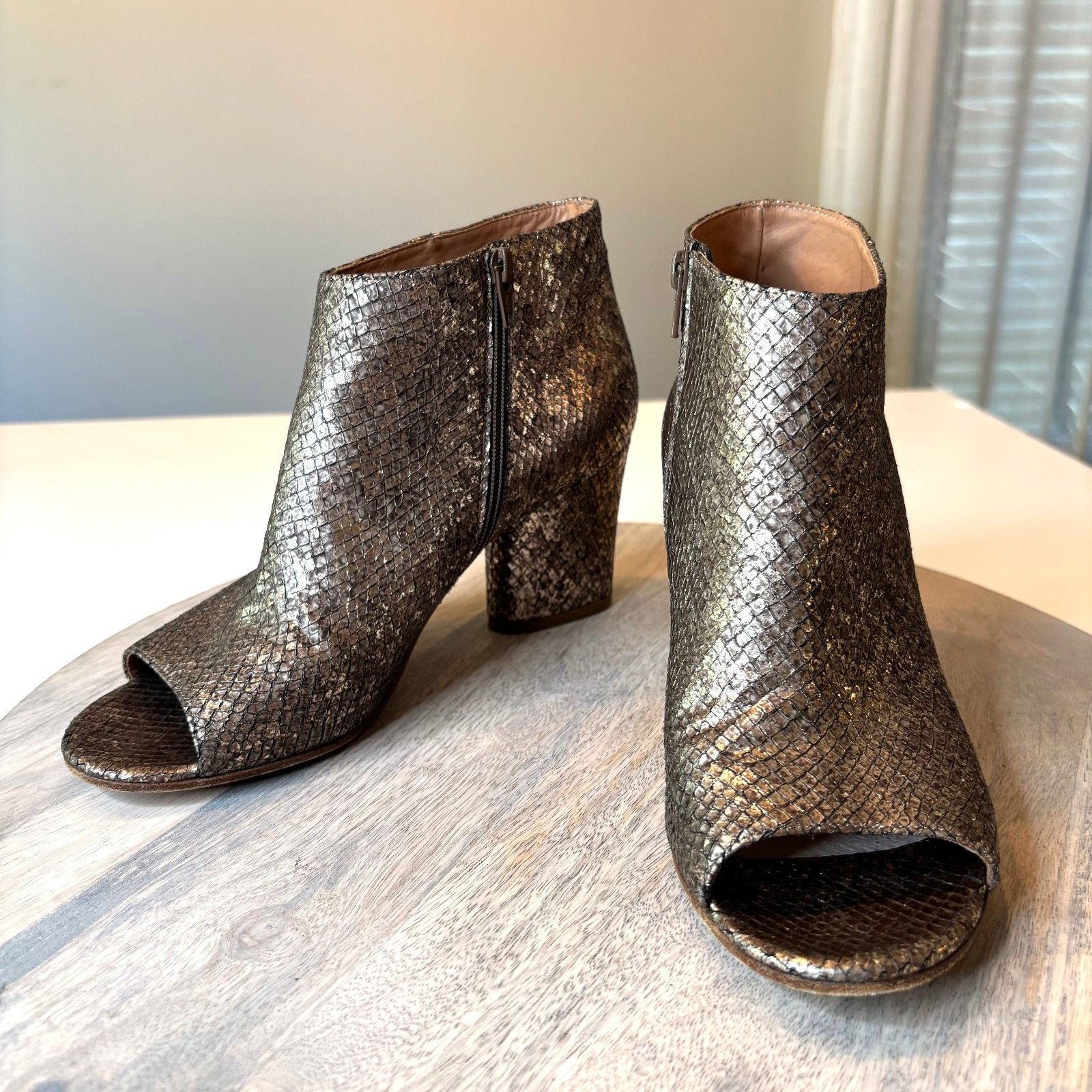 Maison Margiela Maison Margiela Metallic Snakeskin Peep Toe Ankle Boots Sz 8 Size US 8 / IT 38 - 3 Thumbnail