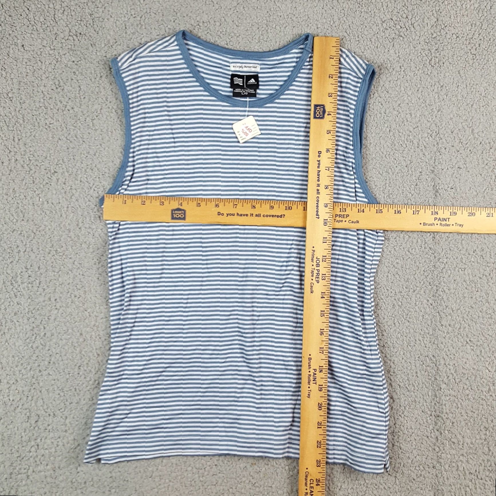 Adidas Adidas Blue Striped Tank Top Women's Large Athletic Gym Sports T Shirt Workout Size L / US 10 / IT 46 - 8 Thumbnail