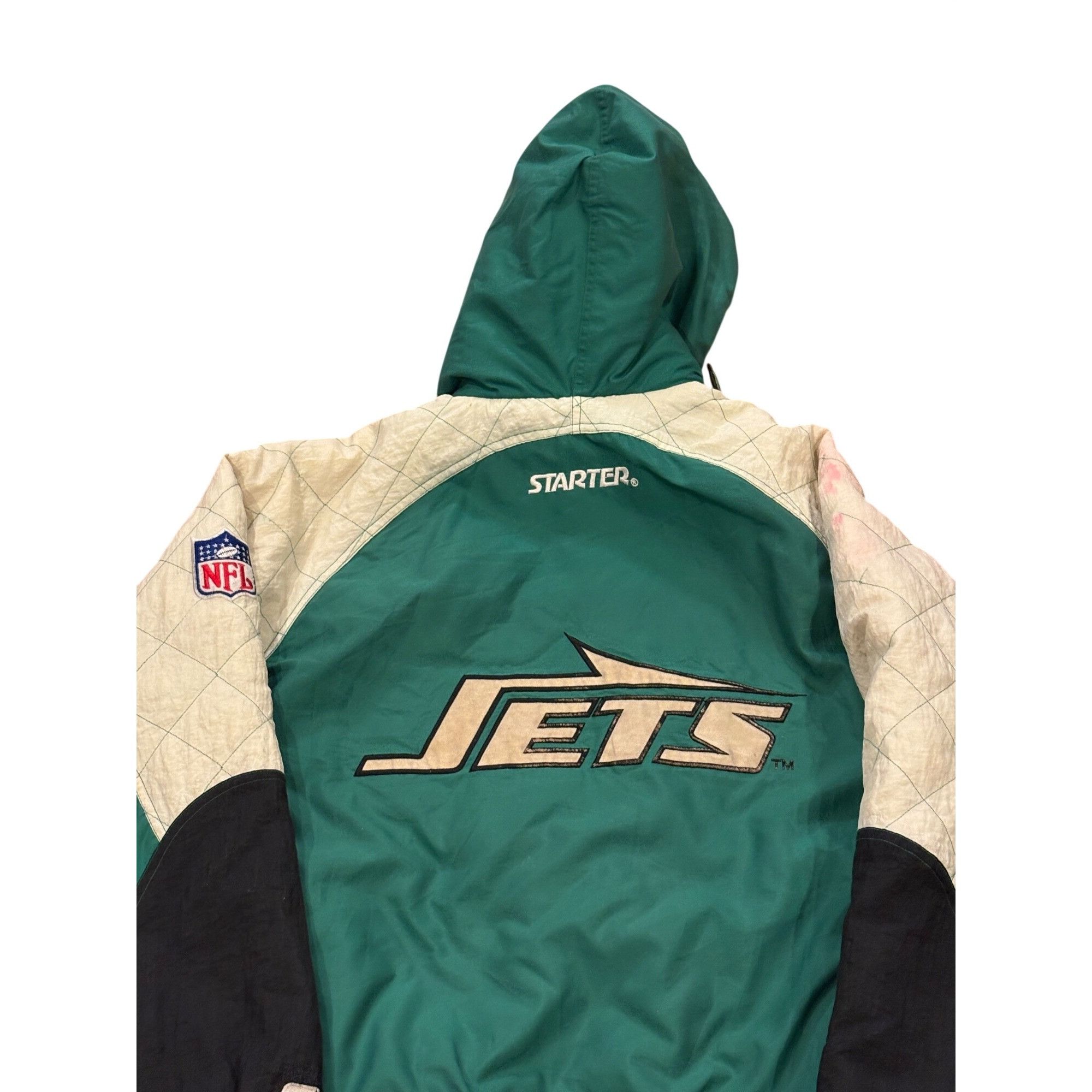 Starter Vintage 90s Starter New York Jets NFL Full Zip Hooded Puffer Size US L / EU 52-54 / 3 - 9 Thumbnail