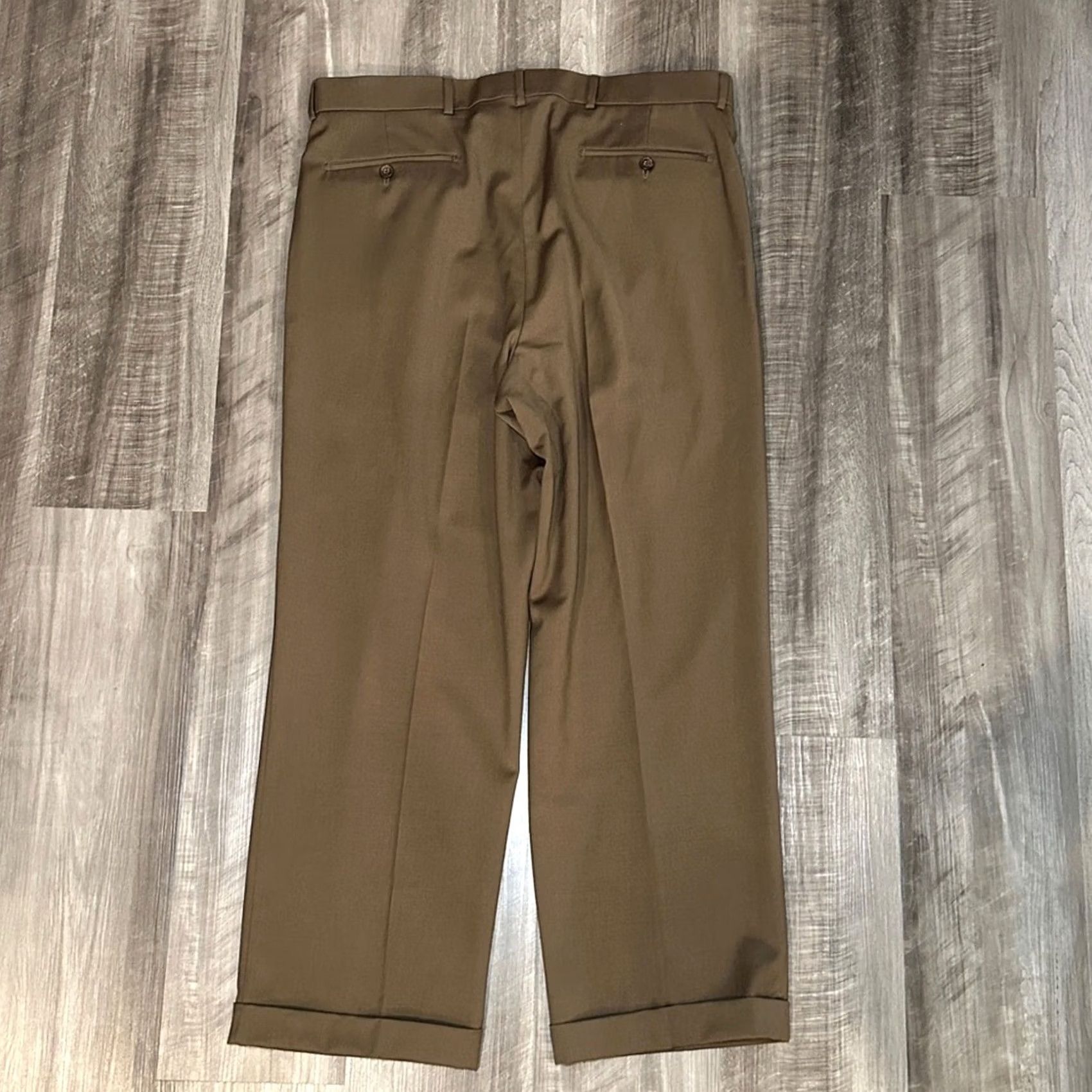 Vintage Ballin Dress Pants Men 37 Wool Brown Ballin Super 120s Pleated Cuffed 28in Inseam 40in Rise 12.5in 9.5in Leg Opening 13.5in MS8673 Size US 37 - 3 Thumbnail