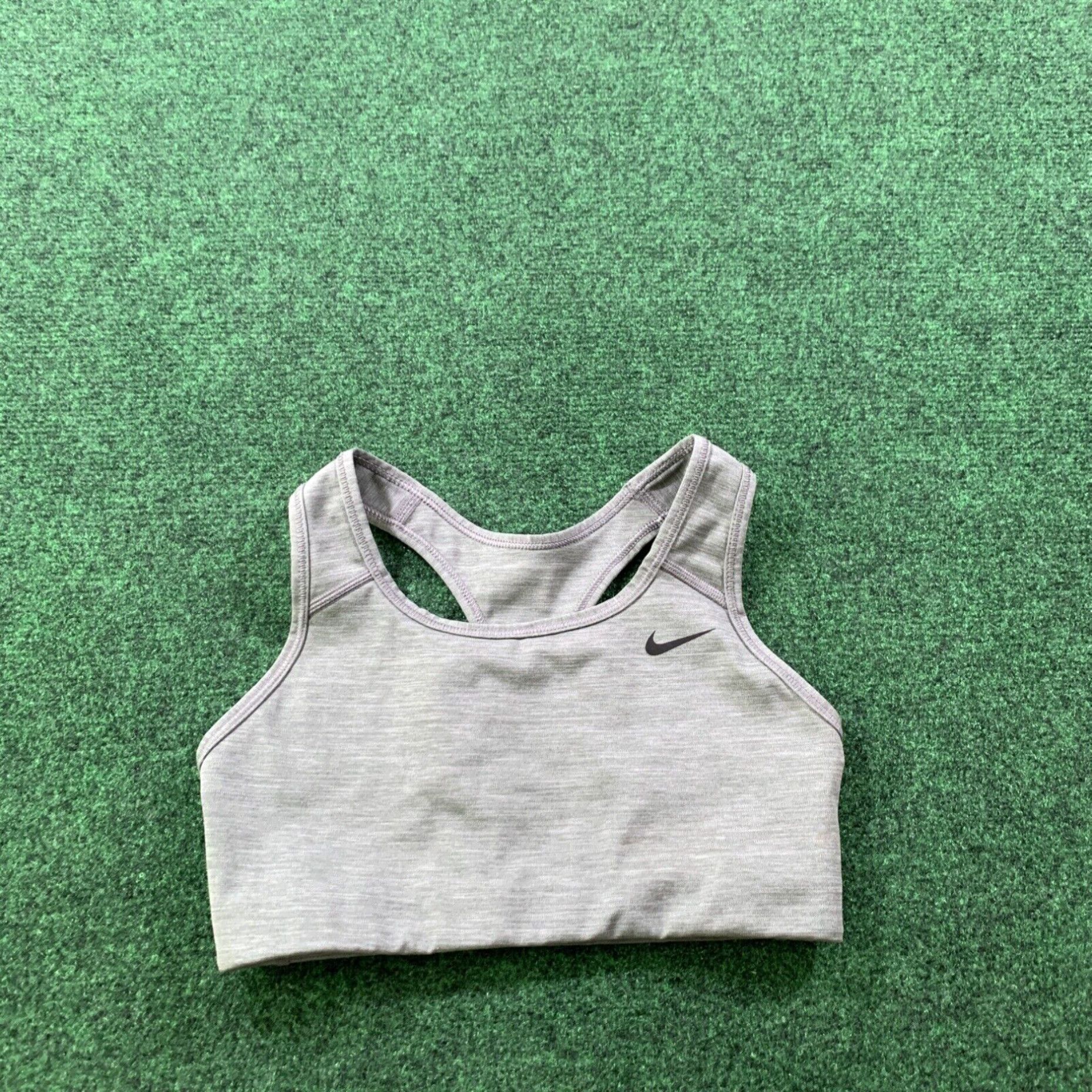 Nike Nike DRI FIT Womens Activewear Sports Bra Racerback Sleeveless Gray Size Small Size ONE SIZE - 1 Thumbnail
