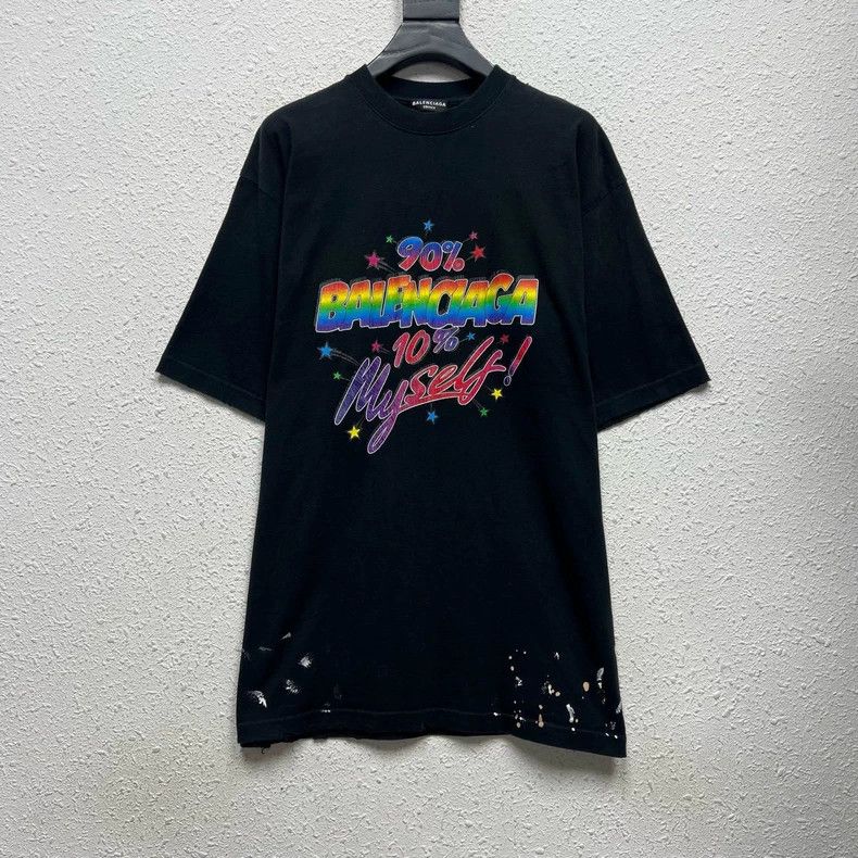 Balenciaga Neon graffiti splash ink short sleeve T-shirt