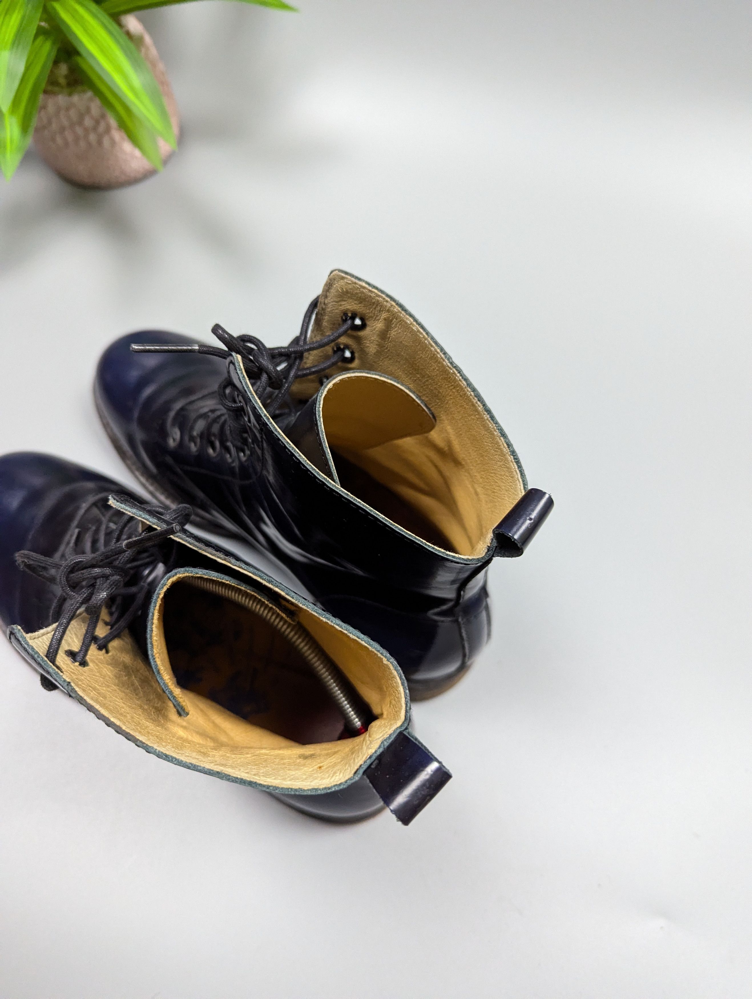 Vintage BRAKO Anatomic Navy Blue Patent Leather Lace-Up Boots Size US 9 / IT 39 - 9 Thumbnail