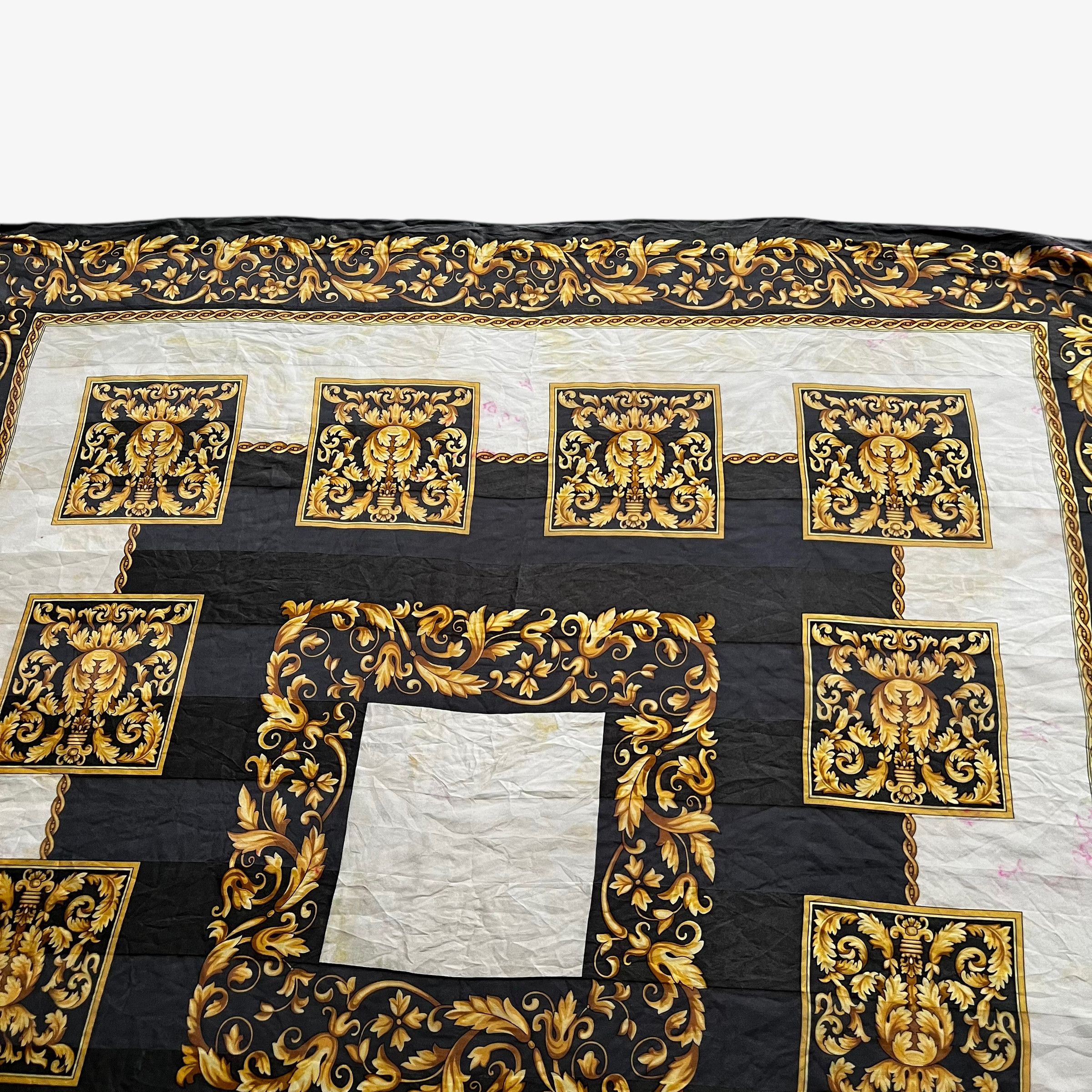 Balenciaga Vintage 90s Balenciaga Paris Checkered Baroque Silk Scarf Size ONE SIZE - 5 Thumbnail