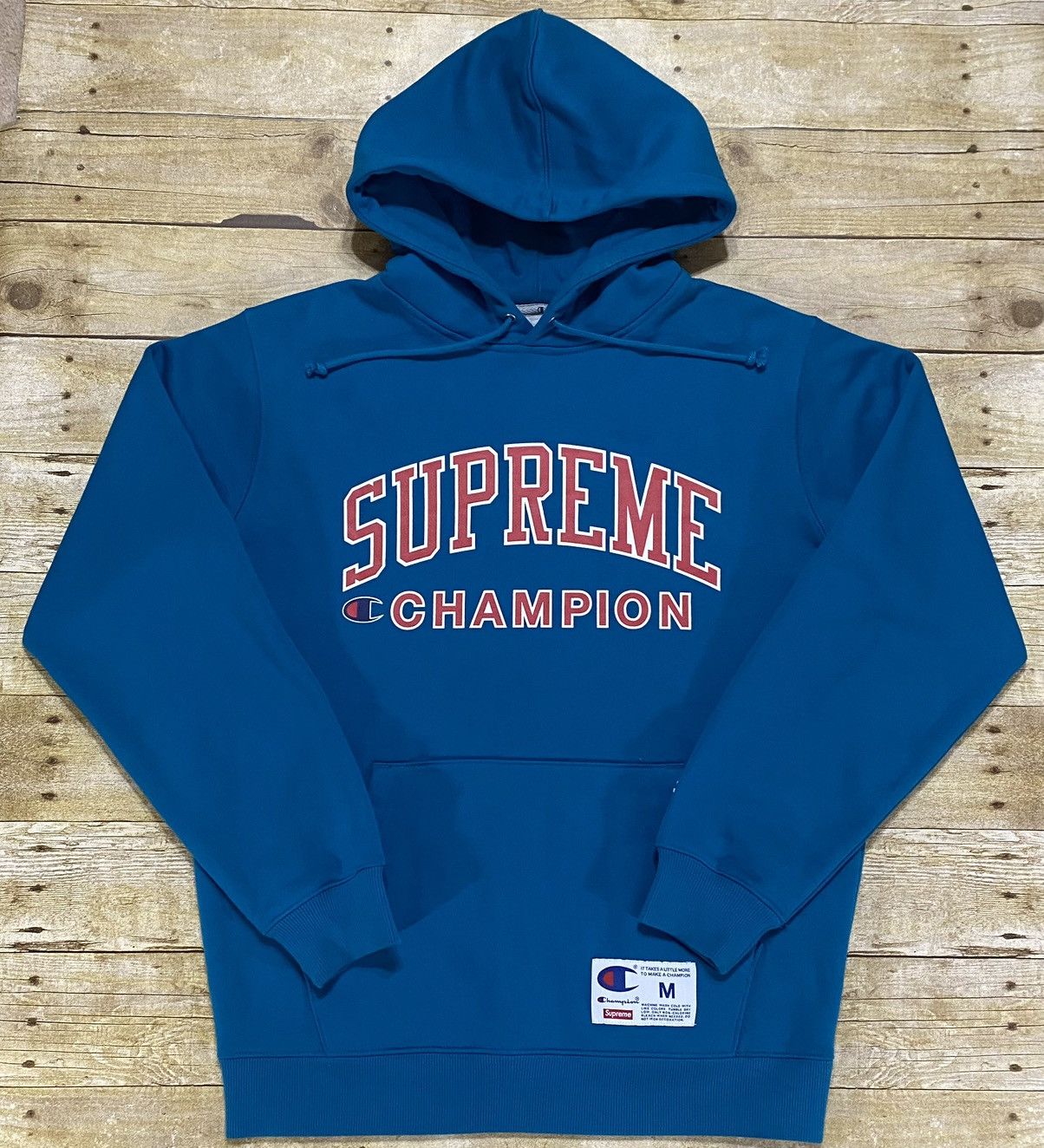 image of Champion Hooded Sweatshirt (Ss17) in Teal, Men's (Size Medium)