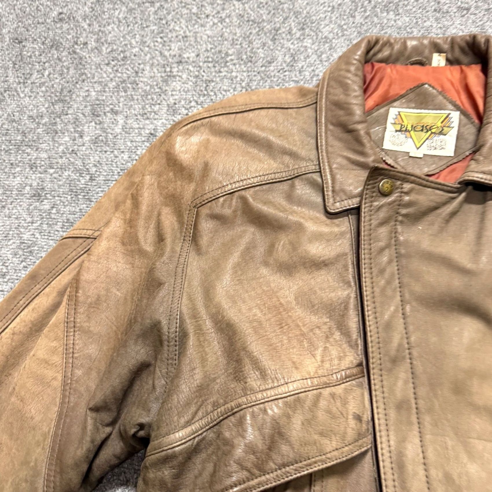 Vintage VTG Leather Jacket Men's L Brown Genuine Leather Heavy Overcoat Jacket Brown Mens L Leather VTG Size US L / EU 52-54 / 3 - 7 Thumbnail