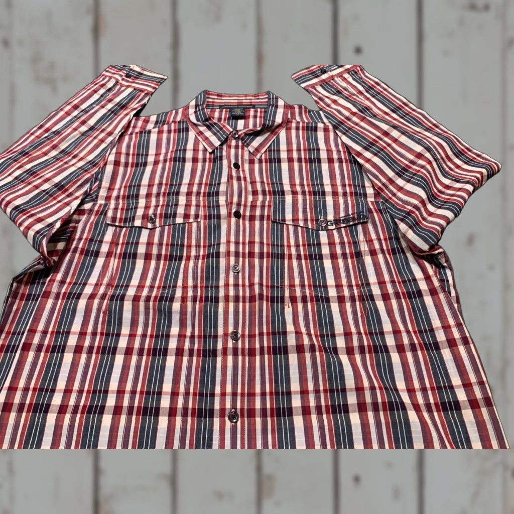 Vintage Girbaud Men's XL Long Sleeve Plaid Button-Up Shirt Red Blue Cotton Size US XL / EU 56 / 4 - 1 Thumbnail