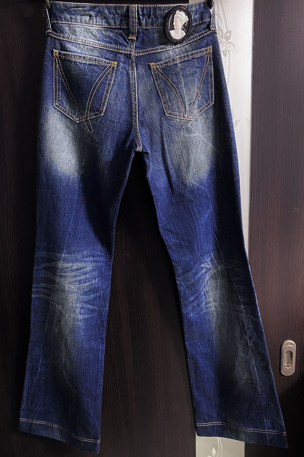 Frankie Morello Women’s Frankie Morello Flared Washed Navy Jeans Denim Logo Size 27" / US 4 / IT 40 - 5 Thumbnail
