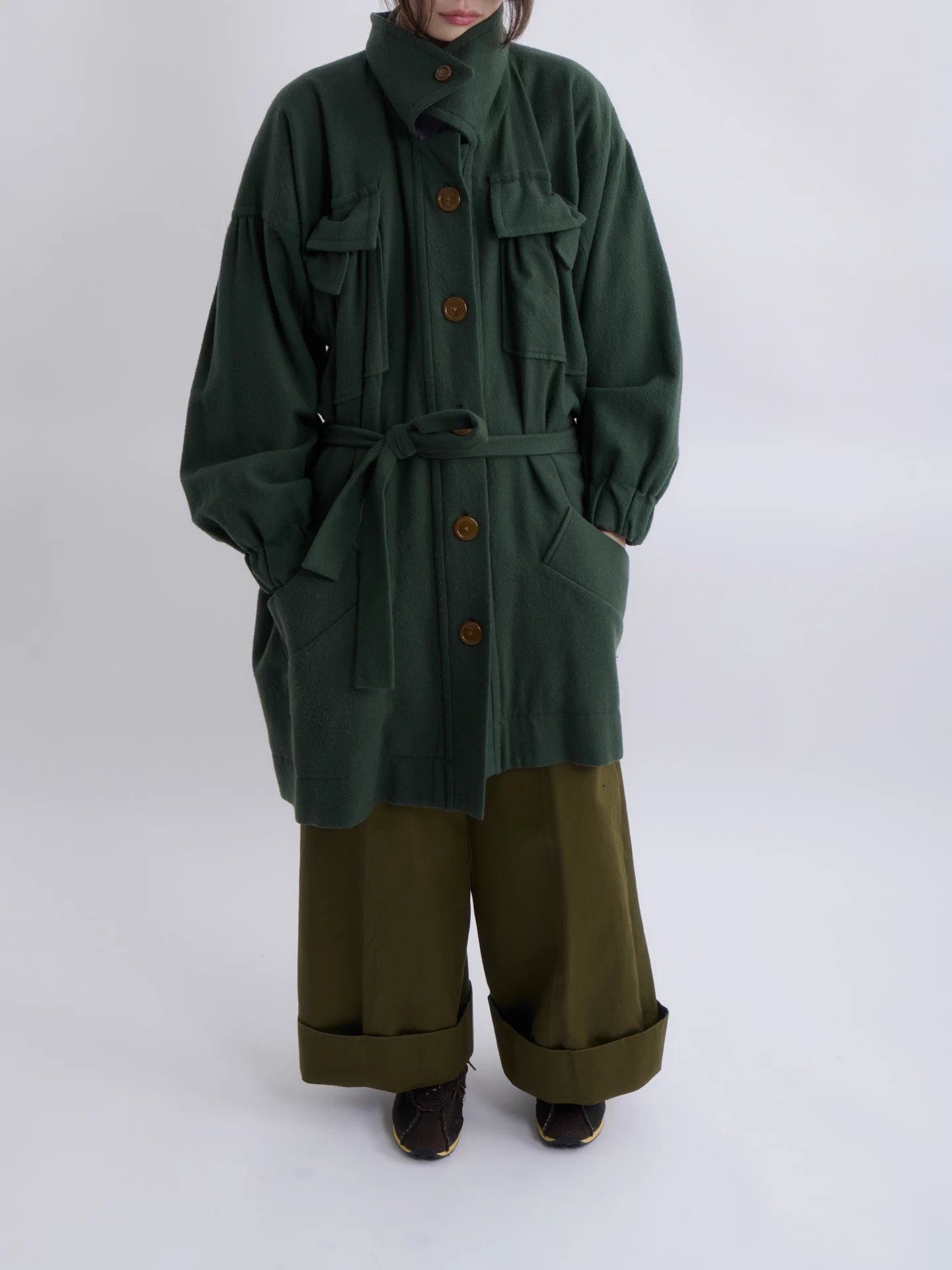 Vivienne Westwood VIVIENNE WESTWOOD 90s Red Label Bottle Green Tie Wool Coat Size S / US 4 / IT 40 - 3 Thumbnail