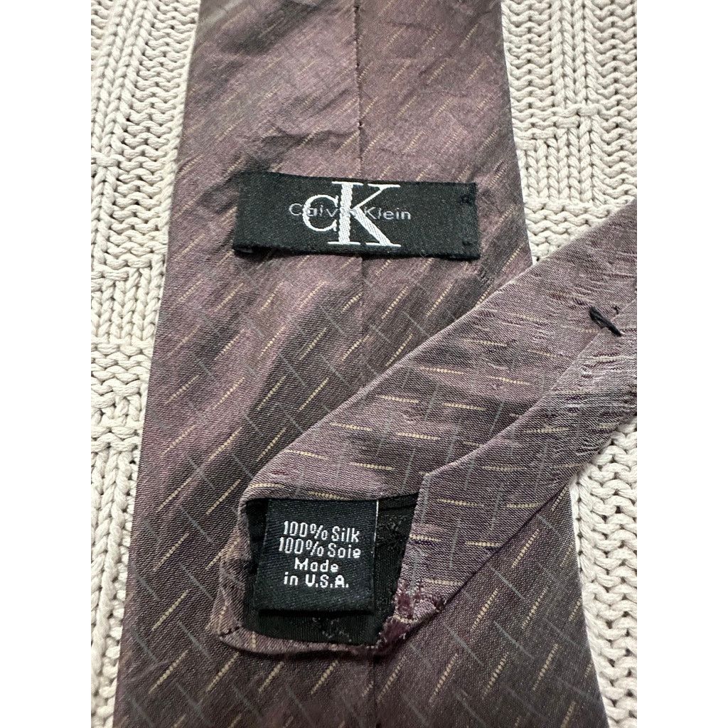 Calvin Klein Calvin Klein maroon metallic silk tie Size ONE SIZE - 3 Thumbnail