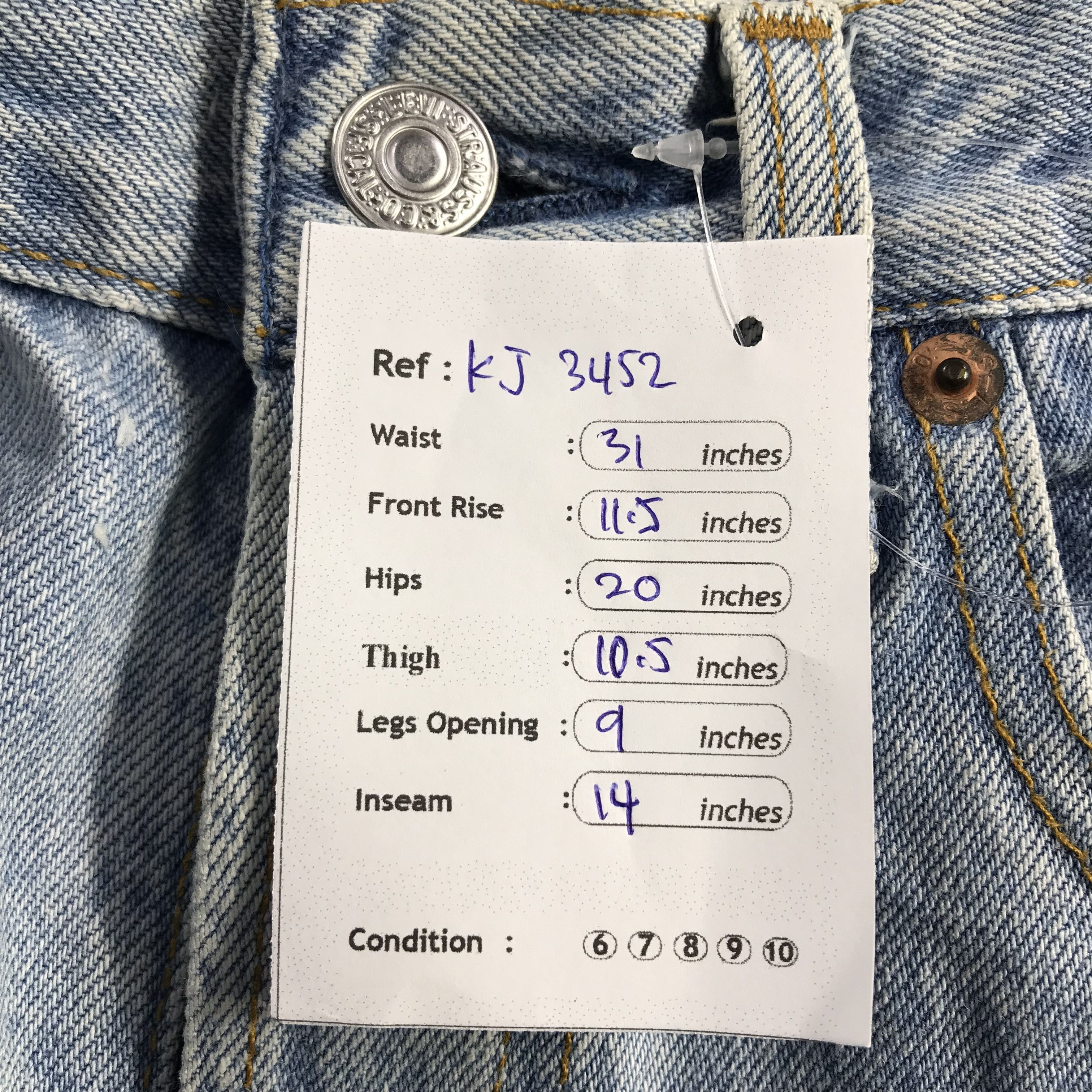 Levi's Vintage 90's Levis 501 Jeans Faded Blue Short Pants KJ3452 Size US 31 - 11 Thumbnail