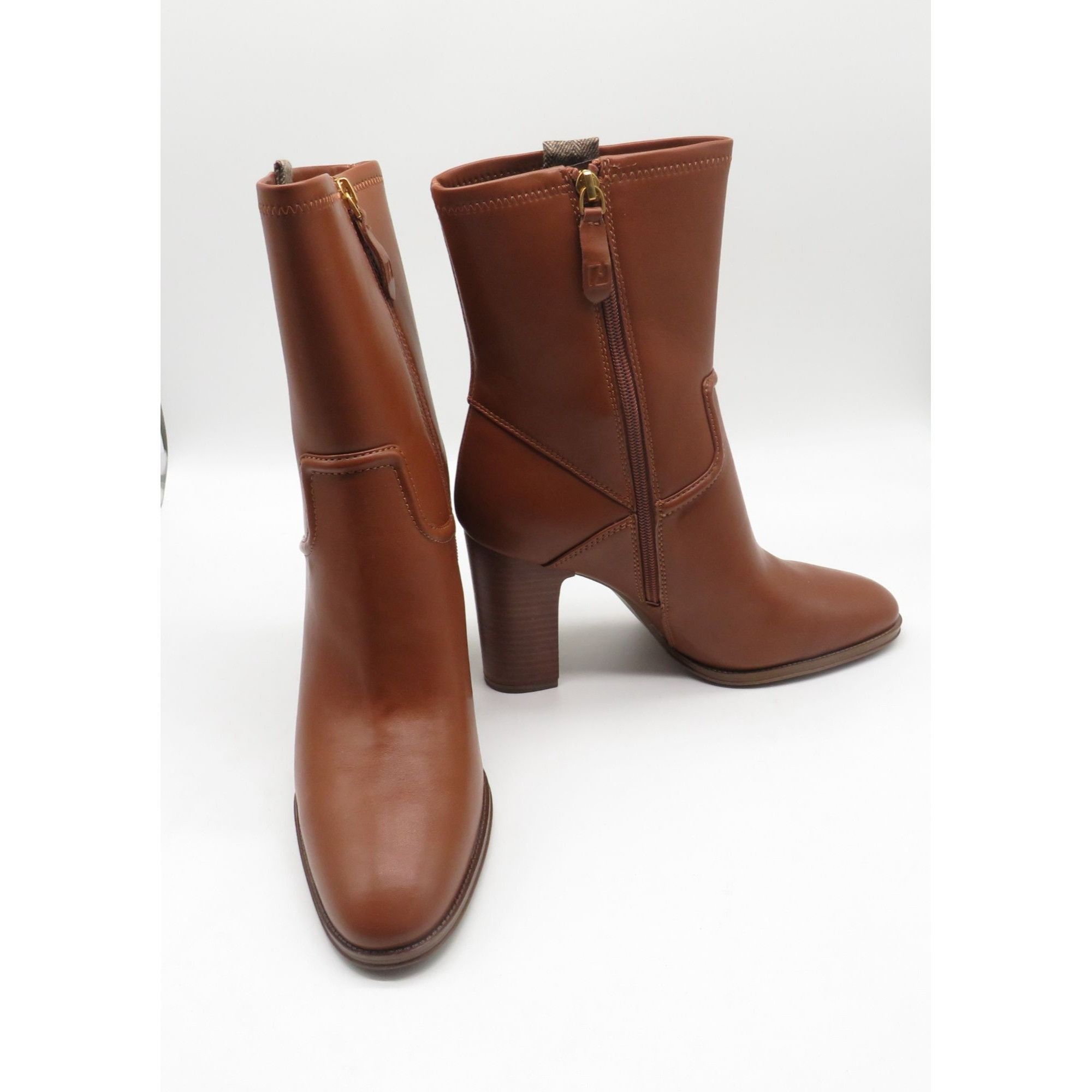Franco Sarto Franco Sarto Cognac Faux Leather Heeled Ankle Boots 9.5M Zi Size US 9.5 / IT 39.5 - 4 Thumbnail