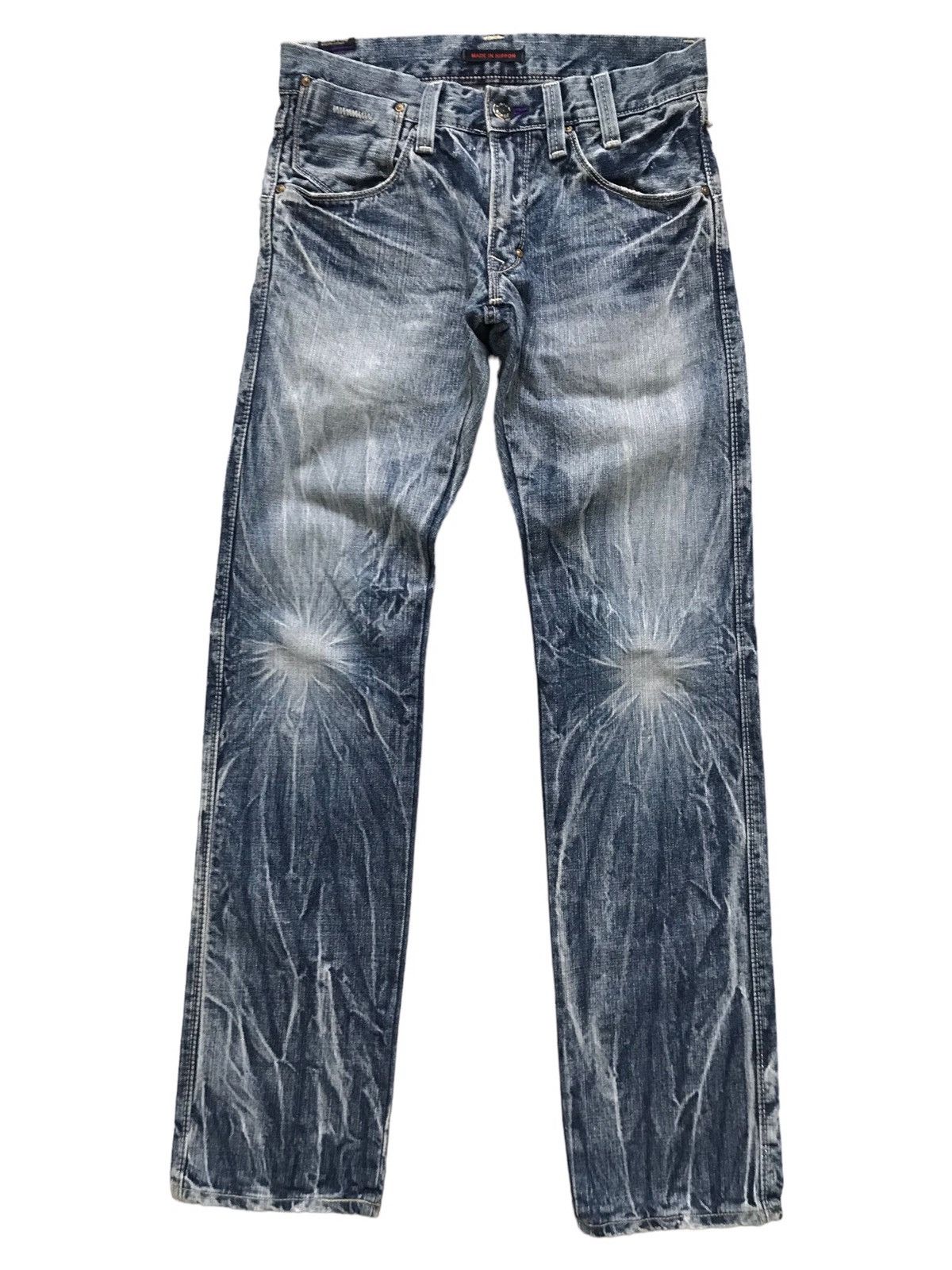 BLUE WAY Modern Vintage Abstract Back Zipper Pockets Jeans