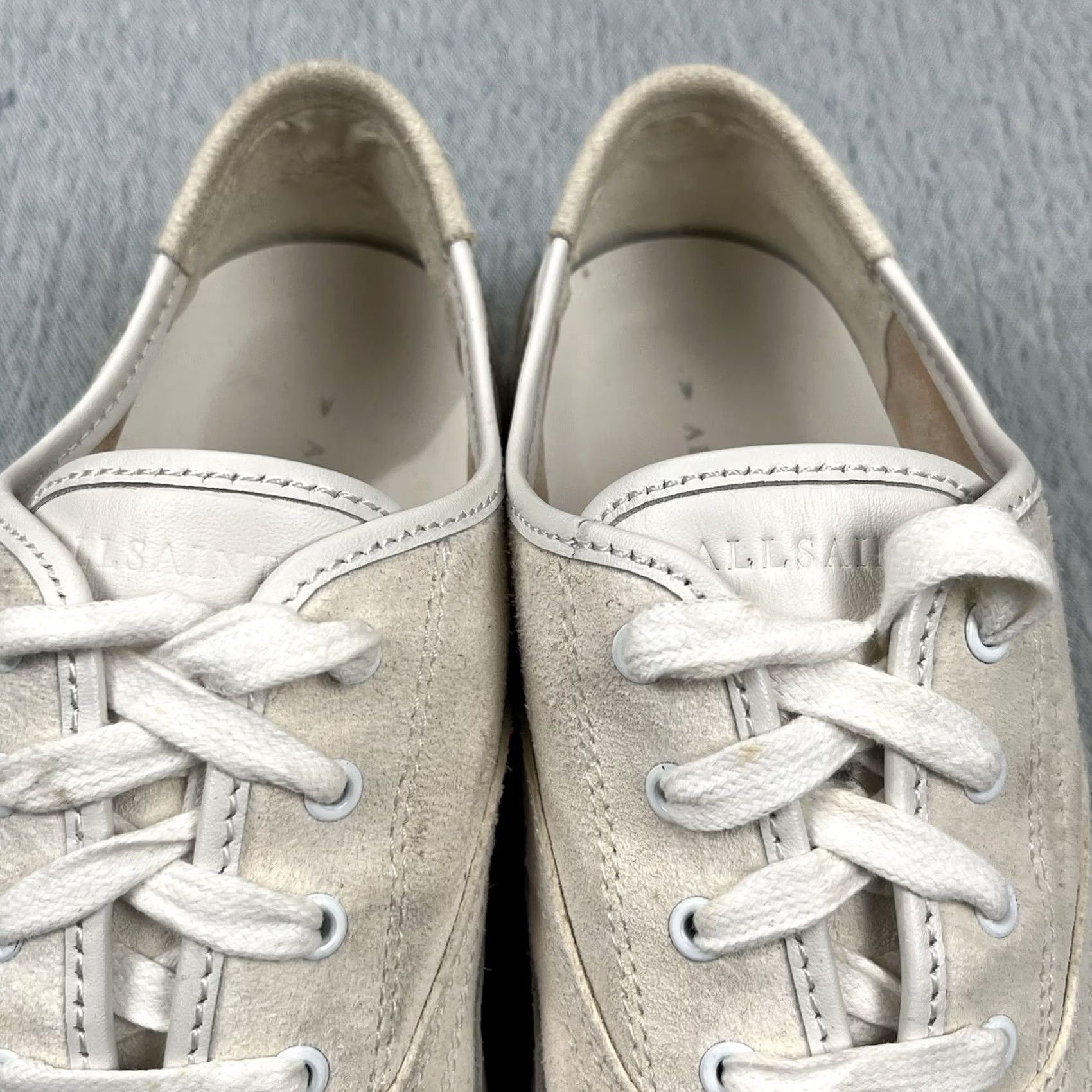 Allsaints AllSaints Bella Suede Sneaker White ecru Leather Women's Size 9 Sneaker, Lace Up, Flat Heel, Suede Outsole, Leather Lining, Casual Shoes, Women Size US 6 / IT 36 - 7 Thumbnail