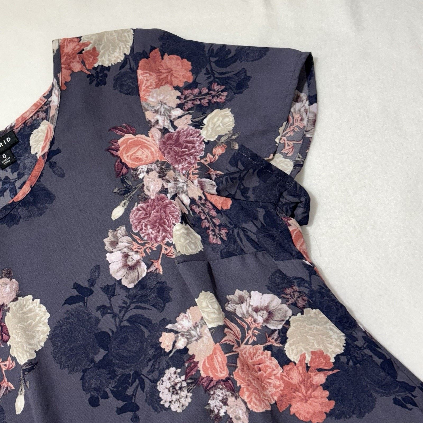 Other Torrid 0 Large Short Sleeve Blouse Purple Pink Floral Top Size L / US 10 / IT 46 - 5 Thumbnail