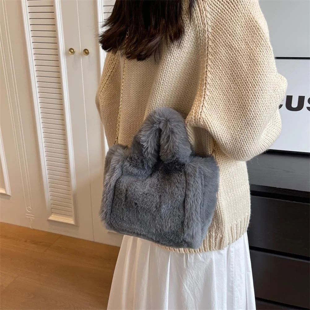 Other Fluffy Tote Bag Faux Fur Bag Purse Plush Handbag Furry Purse Size ONE SIZE - 4 Thumbnail