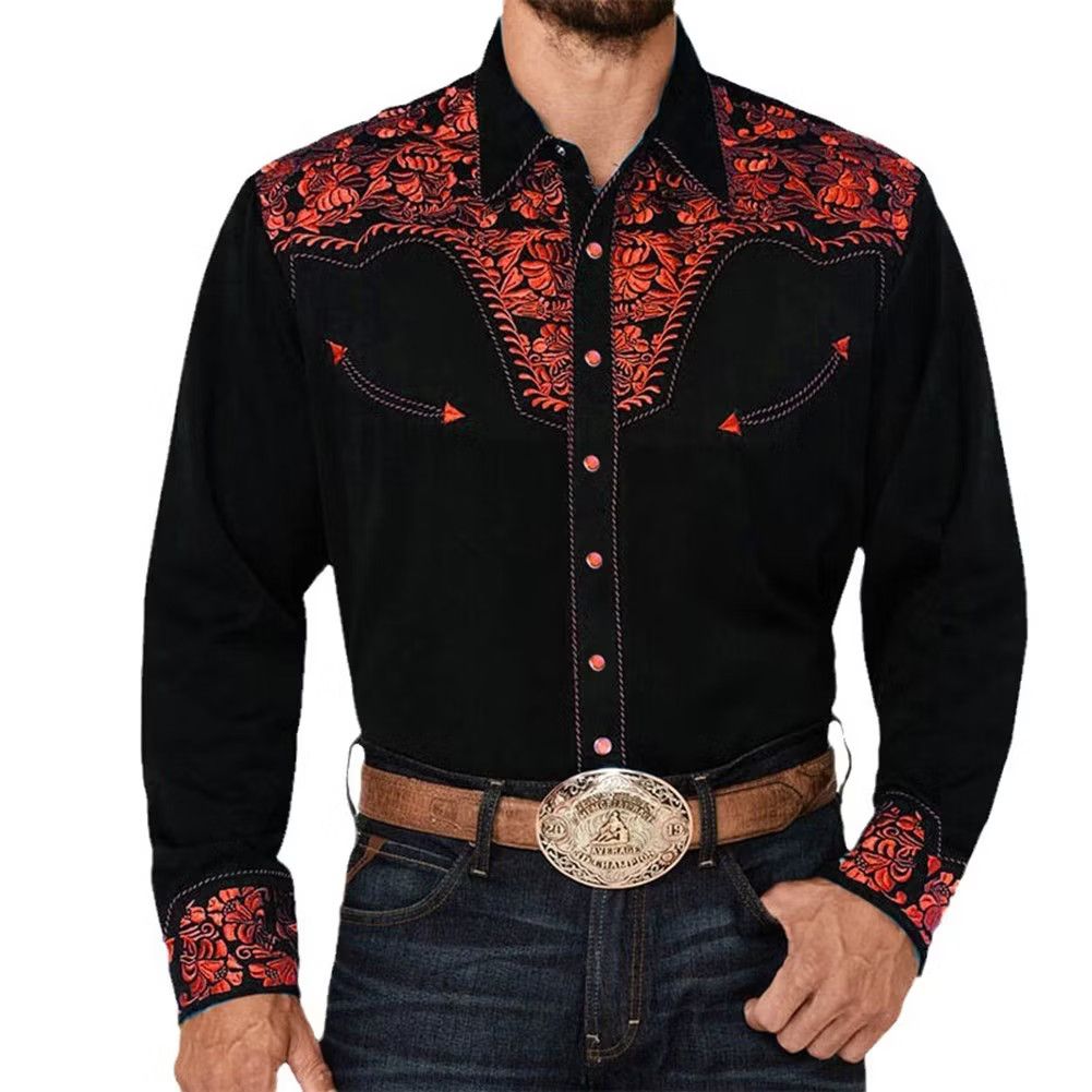 Cowboy style red black Western shirt