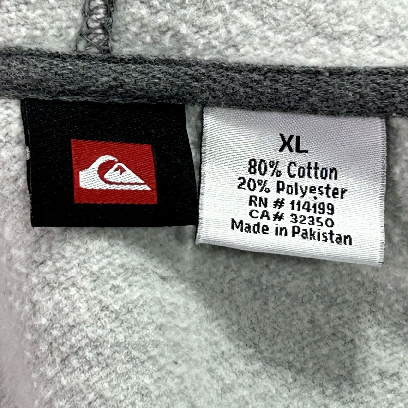 Quiksilver Quiksilver Hoodie Mens XL Gray Full Zip Fleece Sweatshirt Spell Out Chest Logo Size US XL / EU 56 / 4 - 4 Thumbnail