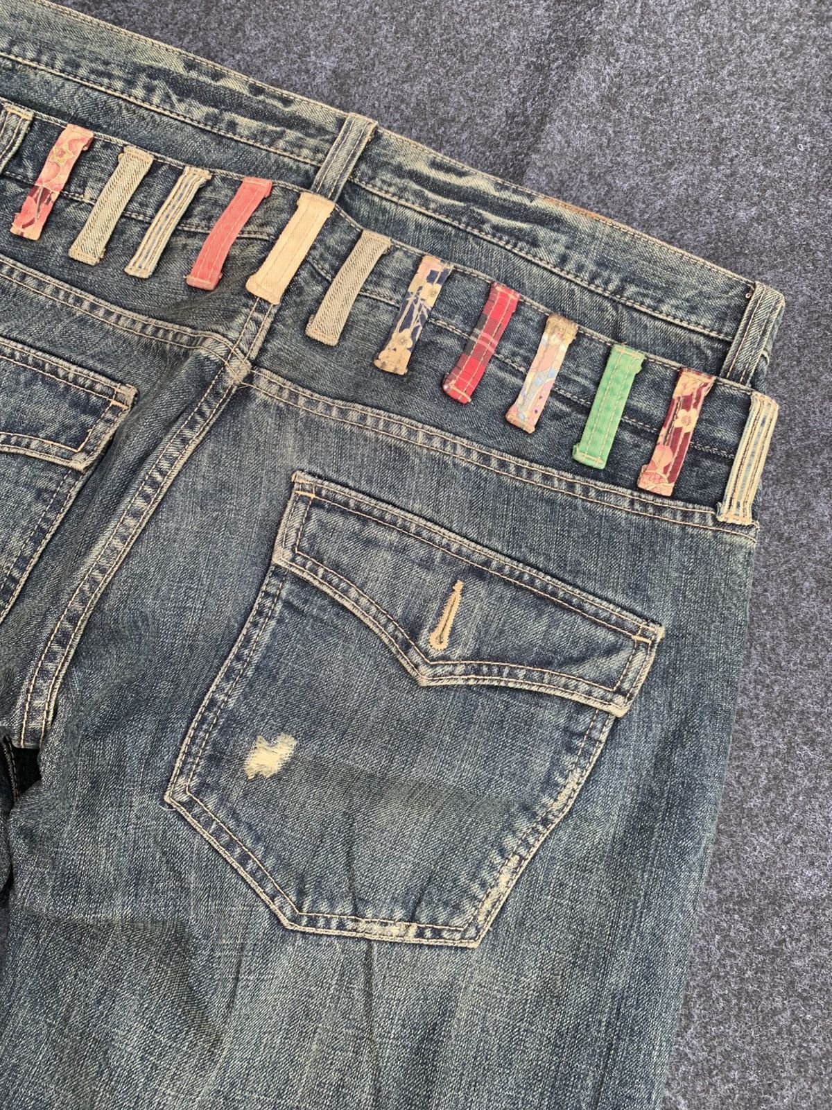 Japanese Brand Japanese Streetwear Double Waist Multi-Belt Loop Denim Jeans Size US 35 - 4 Thumbnail