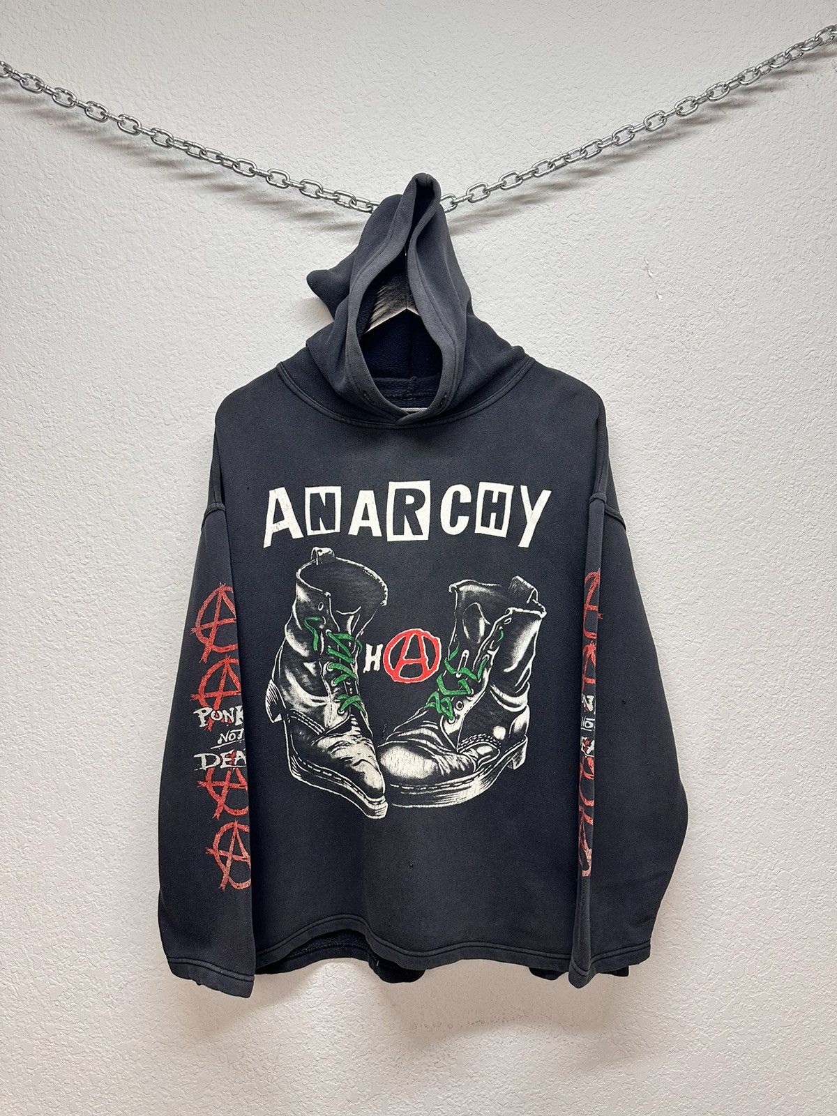 Band Tees Vintage 2000s Anarchy Graphic Pullover Hoodie Men's XL Black Size US L / EU 52-54 / 3 - 2 Thumbnail