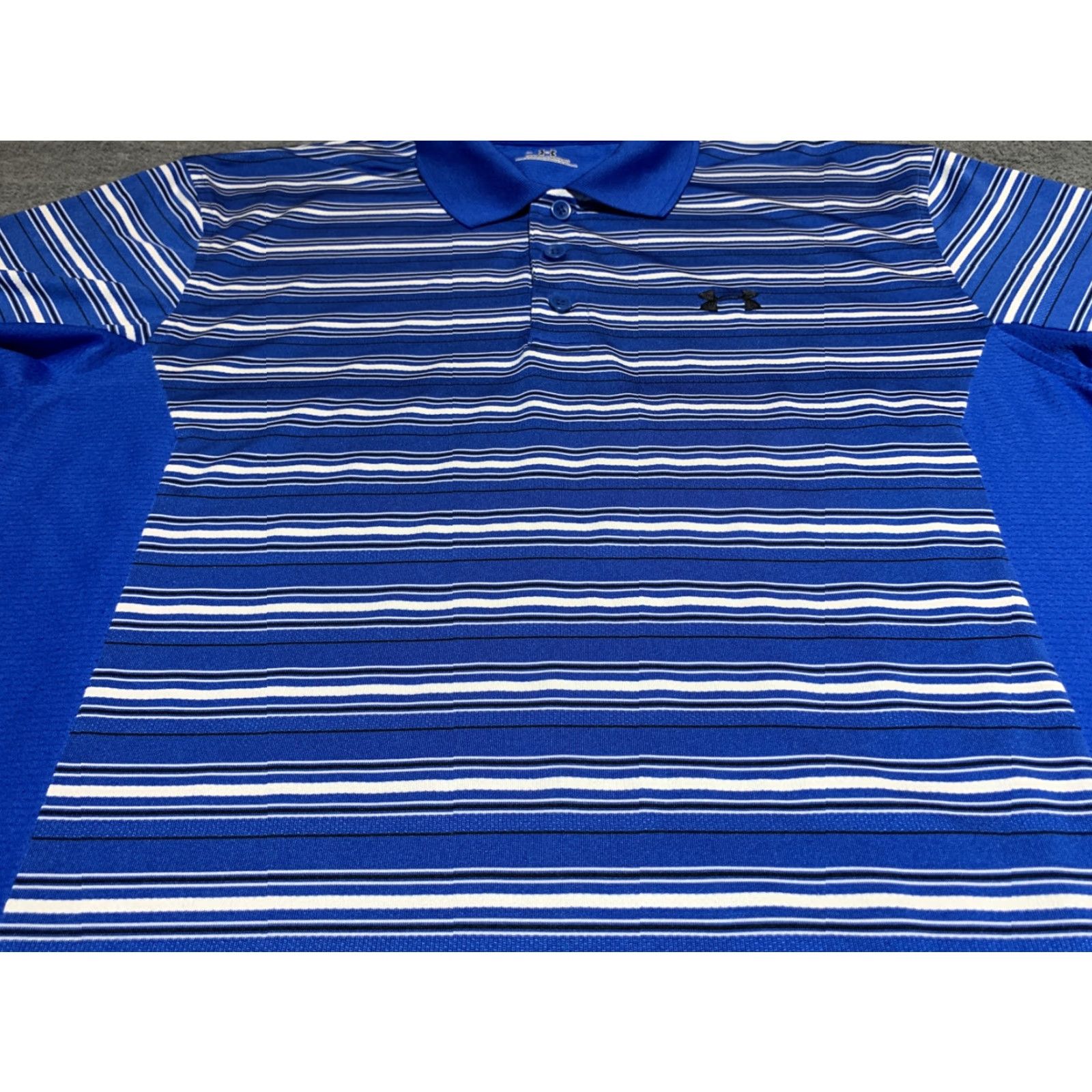 Under Armour UNDER ARMOUR VENTED GOLF POLO SHIRT - L - BLUE STRIPE - HEAT GEAR - MENS Size US L / EU 52-54 / 3 - 2 Thumbnail