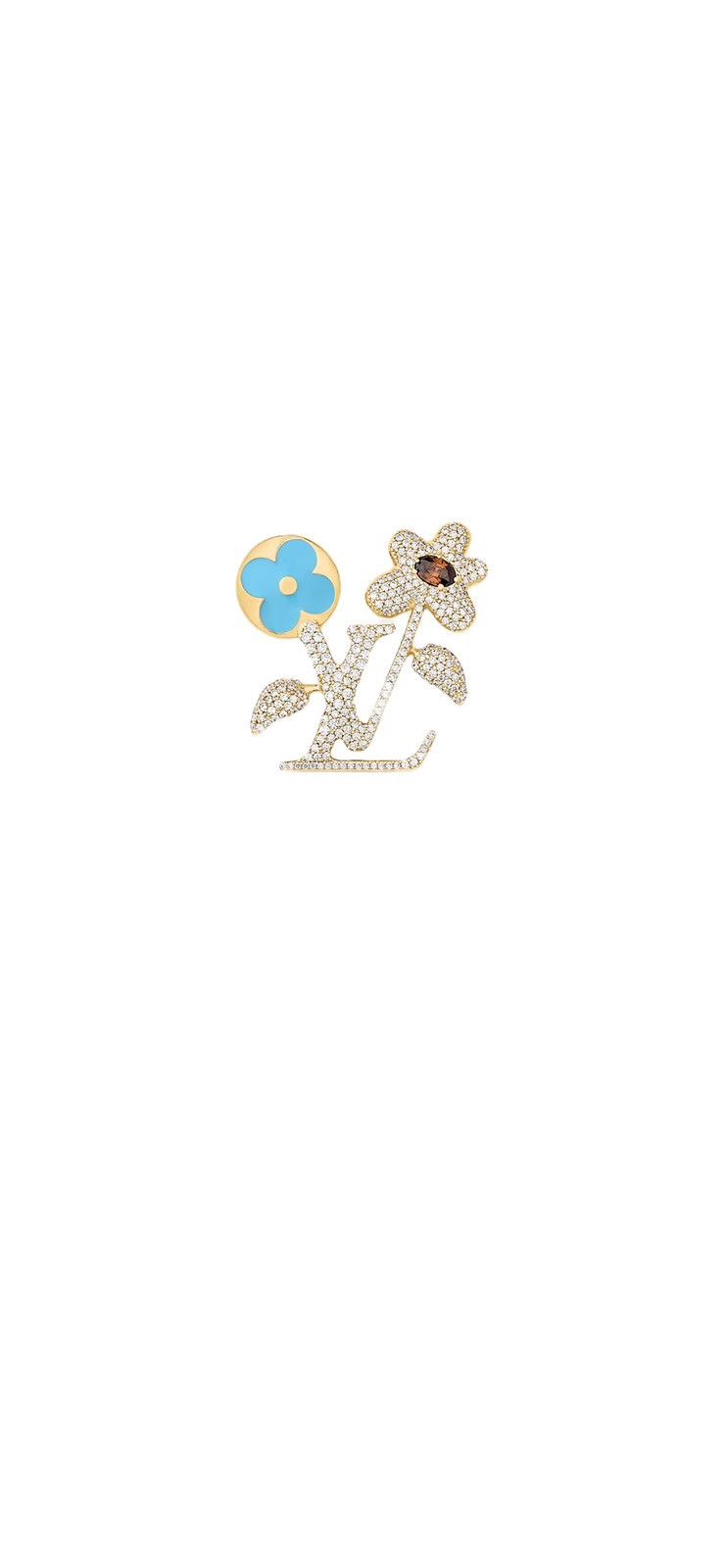 image of Louis Vuitton Lv Blooming Brooch in Gold, Men's