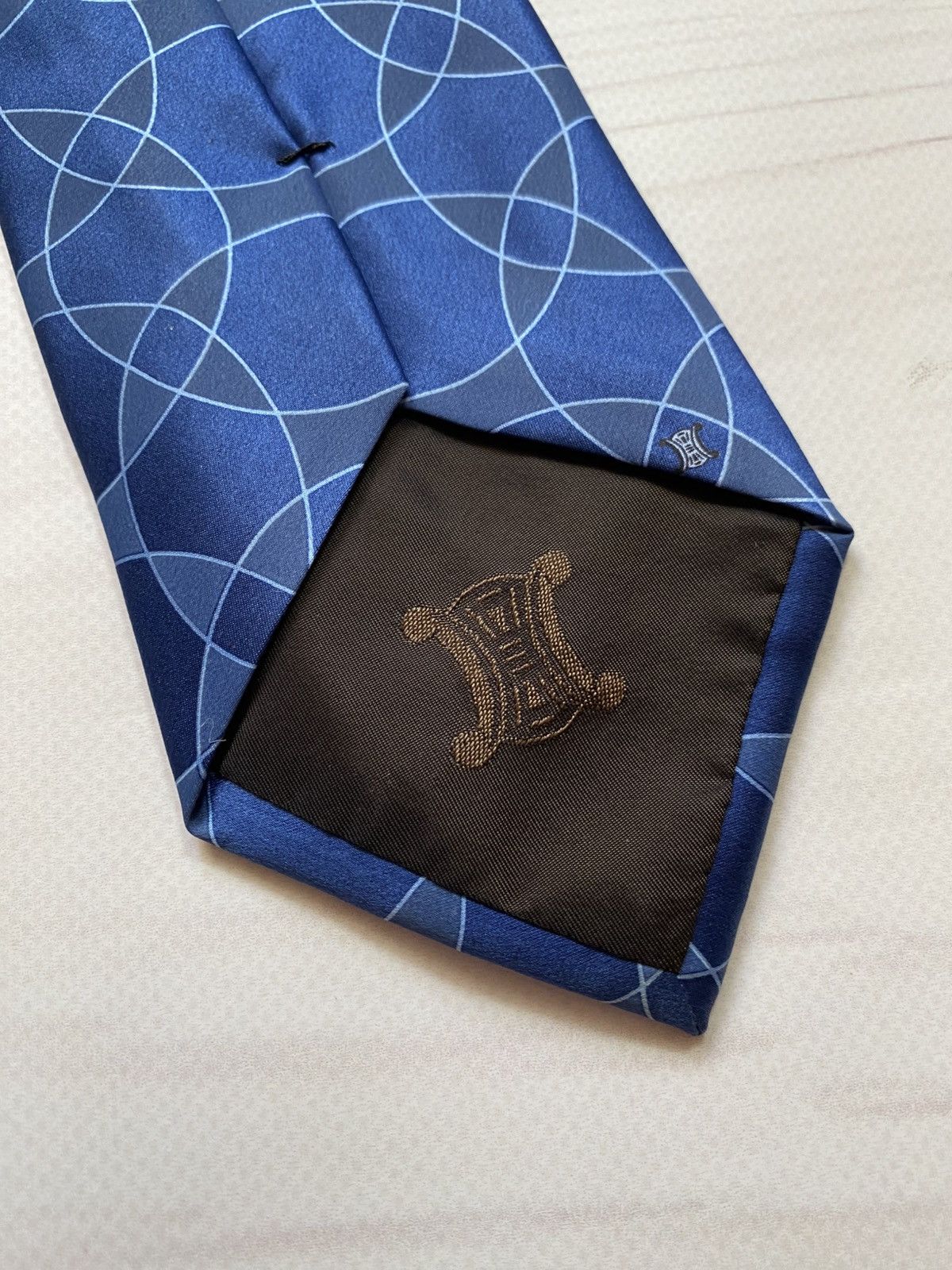 Celine Celine Blue Silk Geometric Pattern Tie Size ONE SIZE - 3 Thumbnail