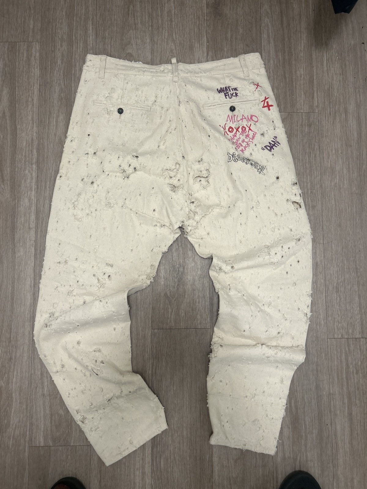 image of Dsquared2 Dsquar2 Distressed Pants - 54 Eu in White, Men's (Size 40)