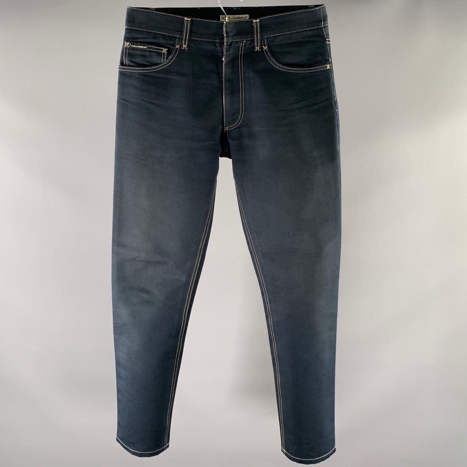 Dolce & Gabbana DOLCE & GABBANA Size 30 Navy Indigo Contrast Stitch Jeans Size US 30 / EU 46 - 1 Thumbnail